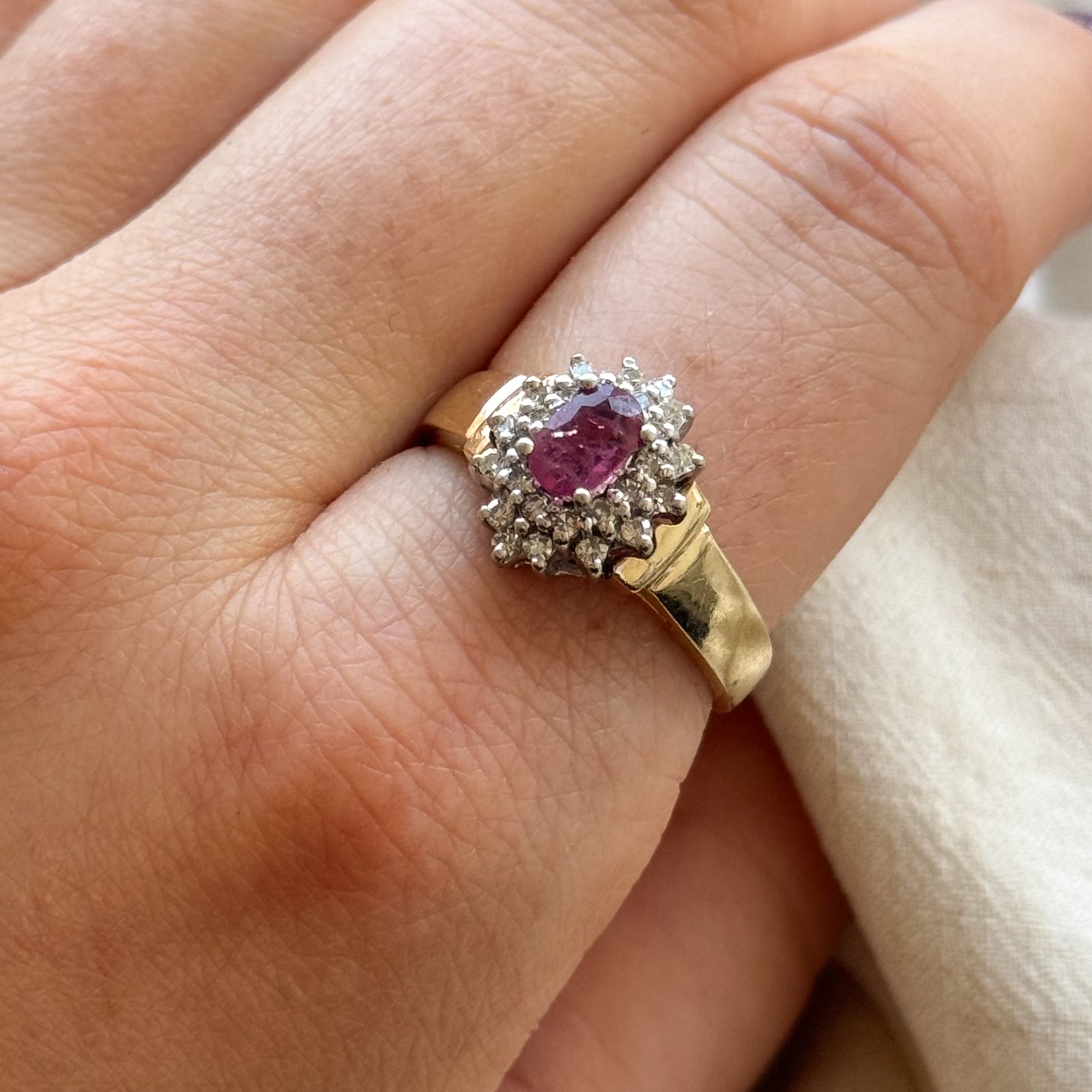 Elegant Ruby & Diamond Halo Ring - 0.51ct Center Stone with 0.26ctw Diamond Accents - Size 9.25 - Perfect for Engagement, Anniversary & Special Occasion Jewelry Gifts