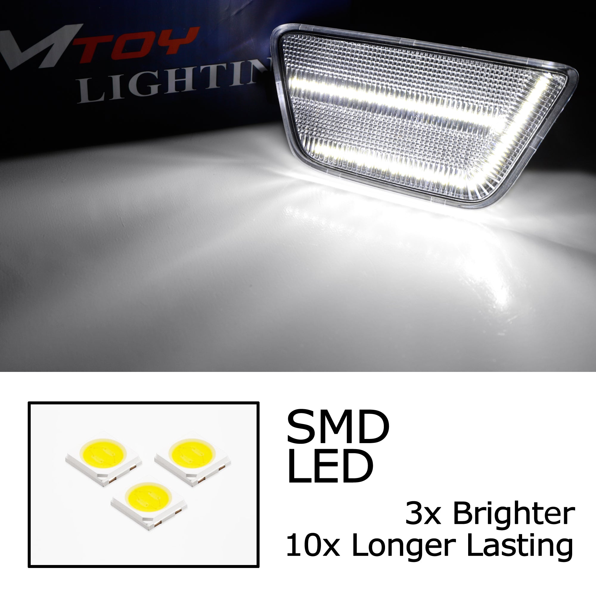 2011-2015 Chevy Cruze Clear Lens White Double Row Full LED Side Marker Lights - High Visibility & Easy Installation for Enhanced Night Driving Safety