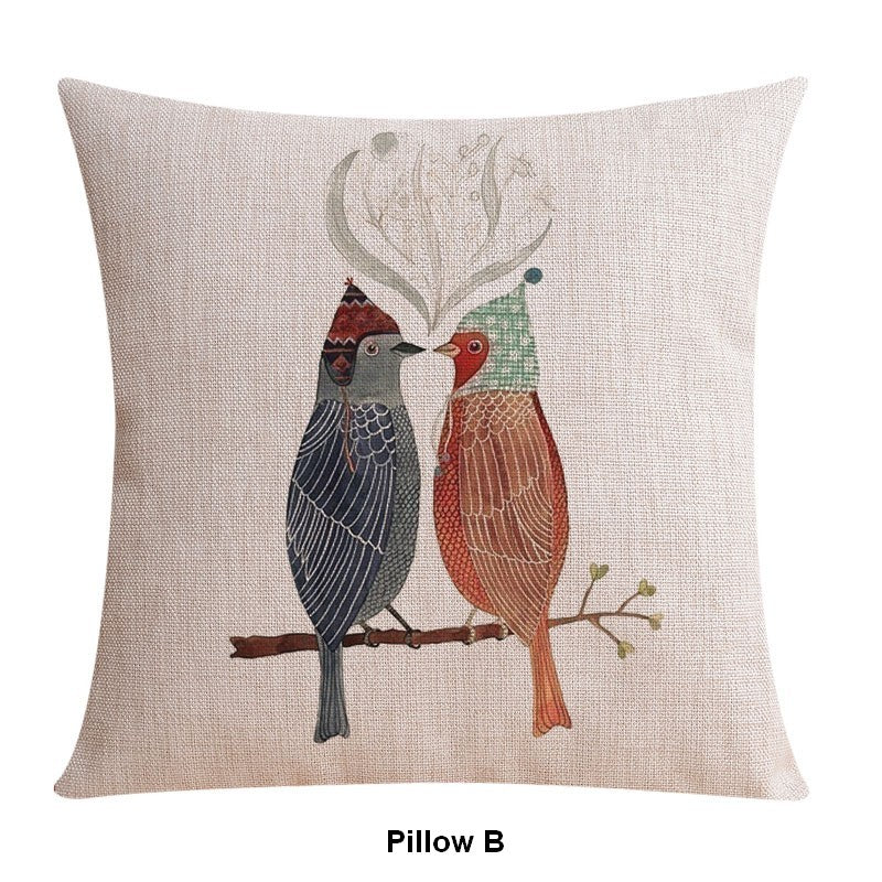 Love Birds Embroidered Throw Pillow Covers - Decorative Sofa Pillows for Kids' Room & Living Room Couch - Singing Birds Design Home Decor for Nursery, Bedroom, and Cozy Living Spaces