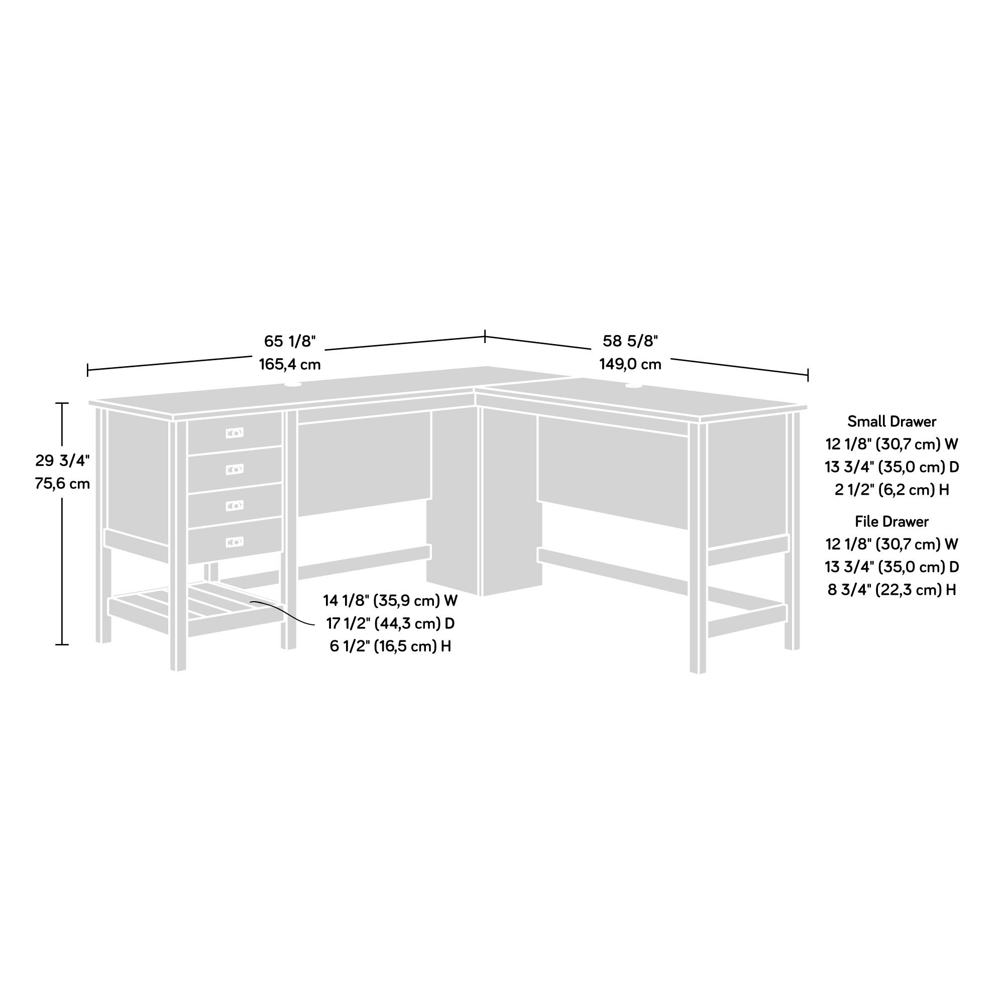 Sauder Cottage Road L-Shaped Computer Desk with Drawers & File Cabinet - Home Office Desk with Cable Management in Soft White Finish - Perfect for Small Spaces & Remote Work Setup