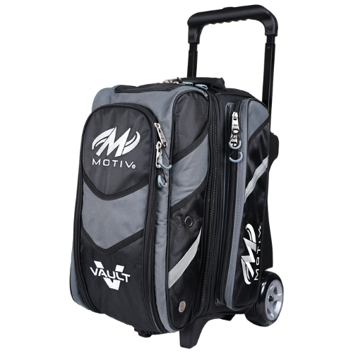 Motiv Vault 2 Ball Roller Covert Black Bowling Bag - Durable 2-Ball Bowling Bag with Wheels for Easy Transport - Perfect for League Play & Tournament Travel