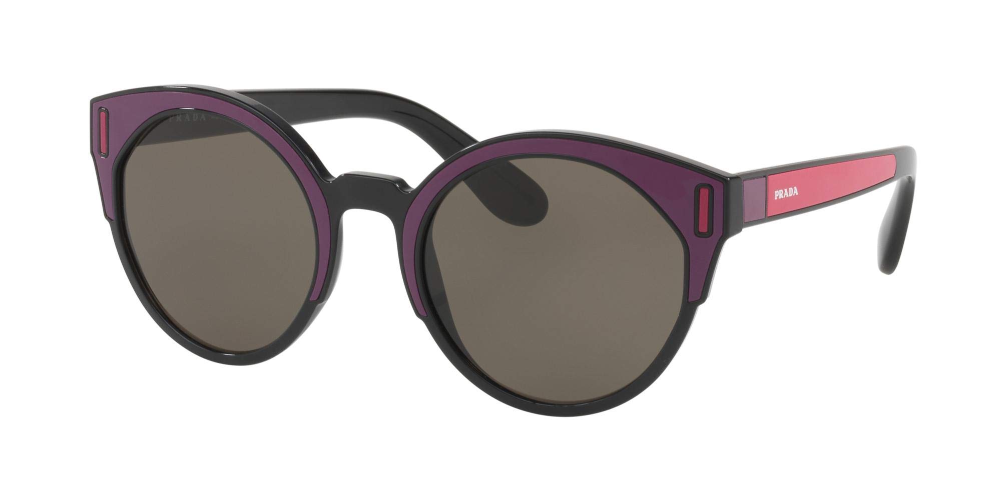 Prada PR 03US SSA5S2 Black Plastic Cat-Eye Sunglasses with Brown Lens - Stylish UV Protection for Women's Fashion & Outdoor Activities