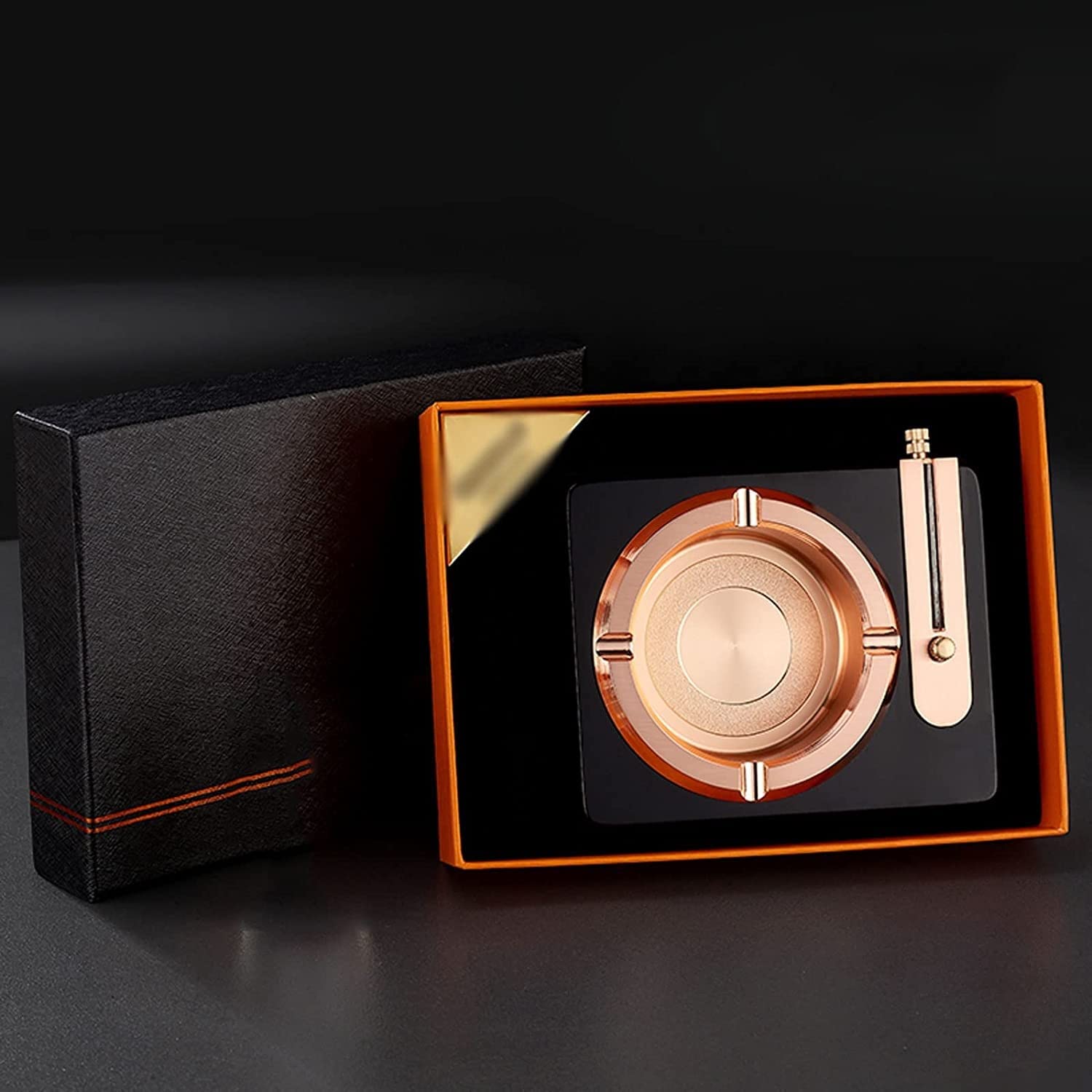 Premium Solid Wood & Zinc Alloy Ashtray - Jiaanu Luxury Kerosene Lighter Ash Tray for Home, Office & Outdoor Use - Elegant Collector's Smoking Gift for Men (Color B) - Perfect for Cigar Lounges, Patios & Man Caves