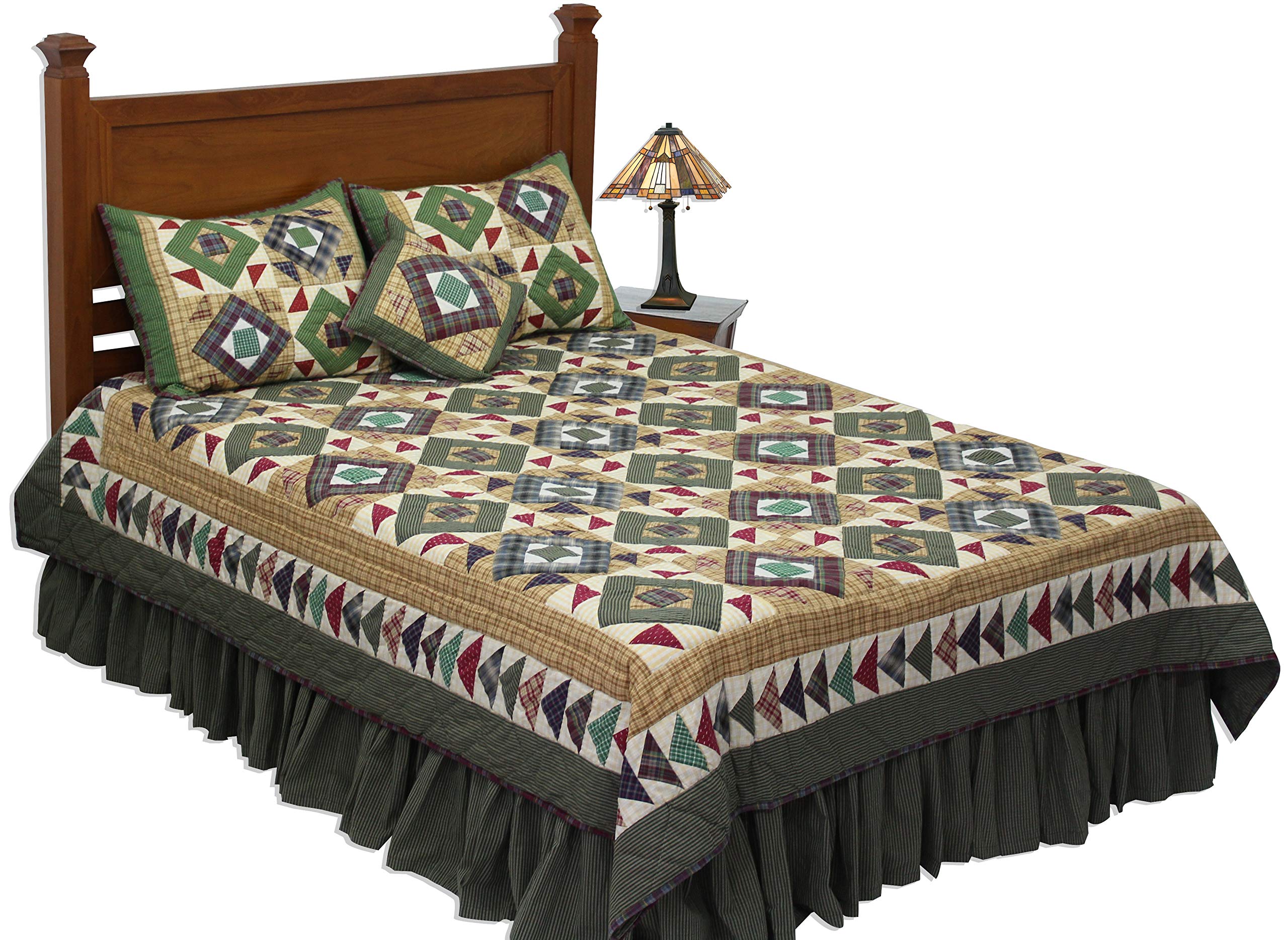 Handmade Patchwork Twin Quilt Set - 3 Piece Prairie Road Style Quilted Bedding | Perfect for Farmhouse Decor, Guest Rooms & Cozy Winter Nights