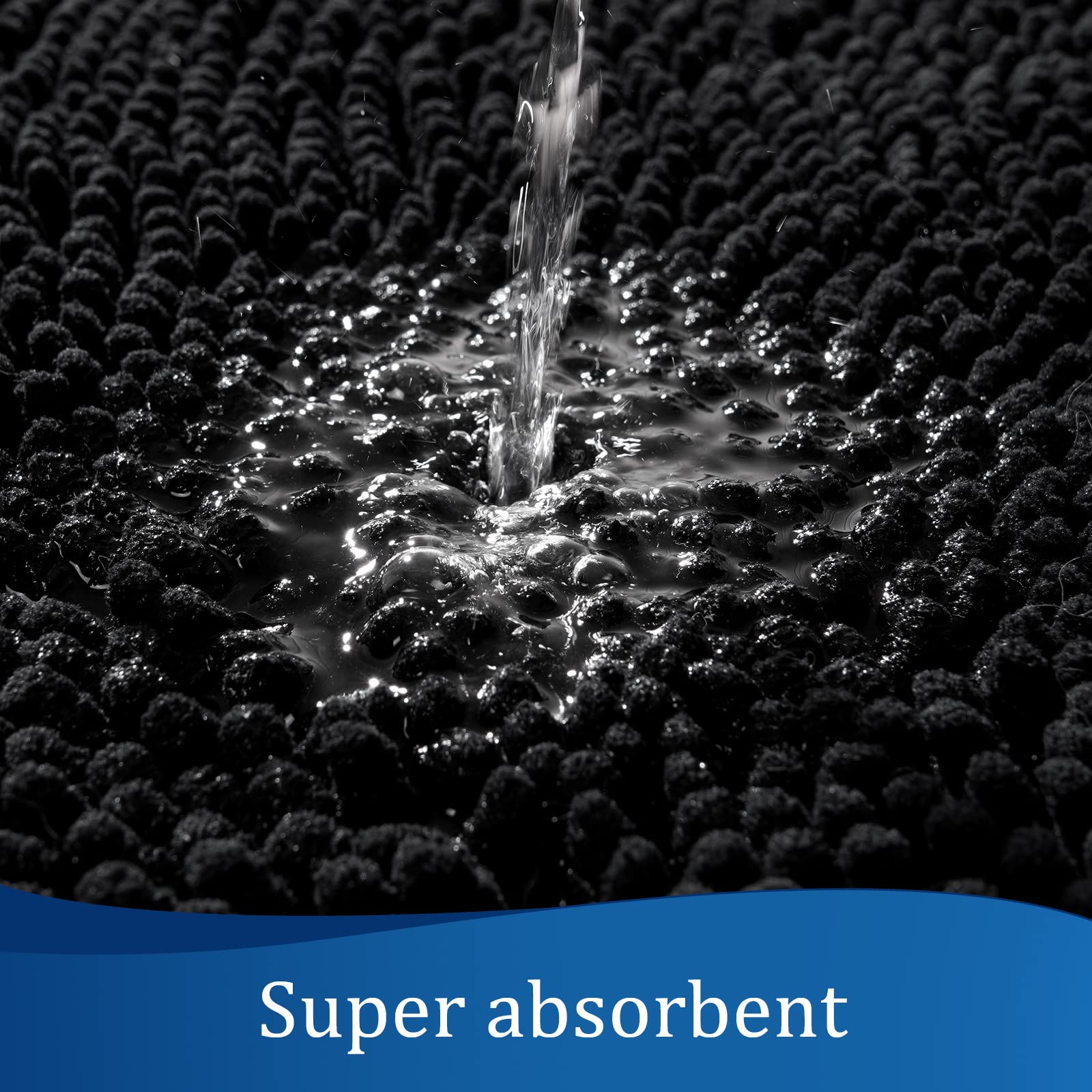 Premium Luxury Bathroom Rug - 24x70 Inch Soft Shaggy Chenille Bath Mat, Non-Slip & Machine Washable, Ultra Absorbent Plush Carpet for Bathroom & Shower - Perfect for Spa-Like Comfort at Home (Black)