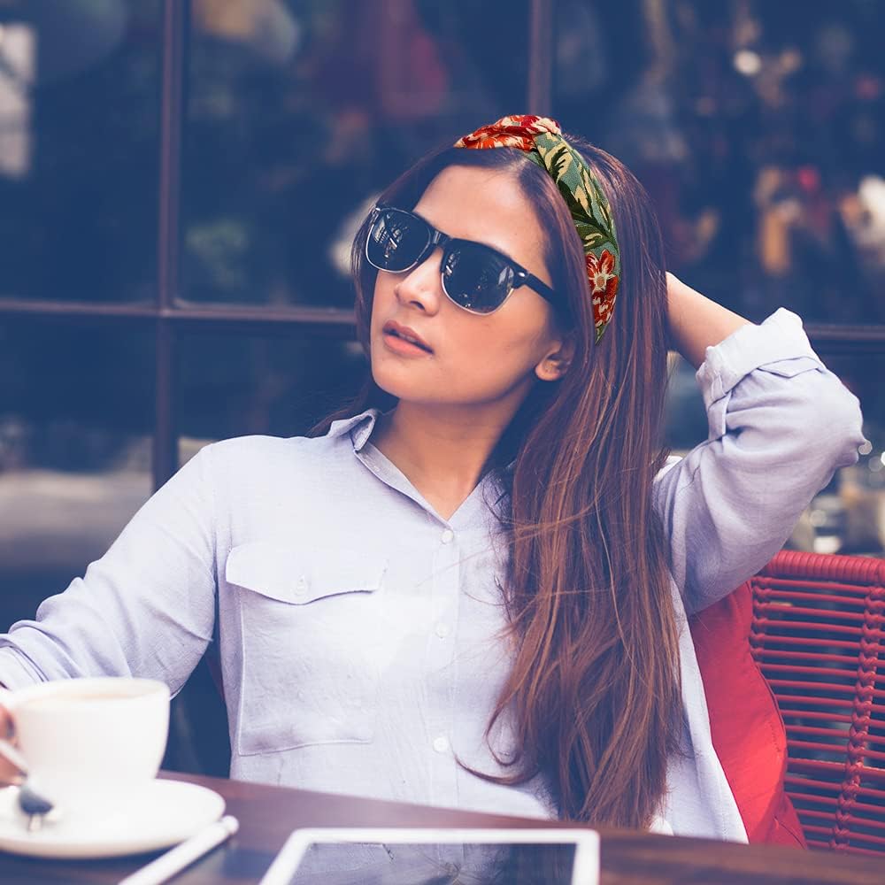 Madison Tyler Boho Headbands for Women - Fashionable Rhinestone Knotted Elastic Hairbands for Workout, Outdoor & Party | Non-Slip Floral Head Accessories | Perfect for Yoga, Running, Beach & Special Occasions