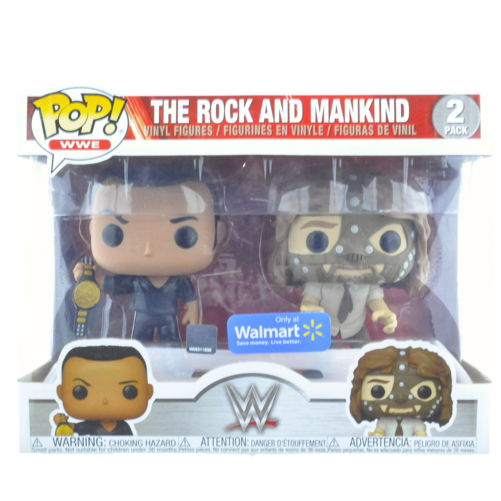 Funko Pop! The Rock & Mankind WWE 2-Pack Action Figures - Walmart Exclusive Collectible for Wrestling Fans & Home Decor