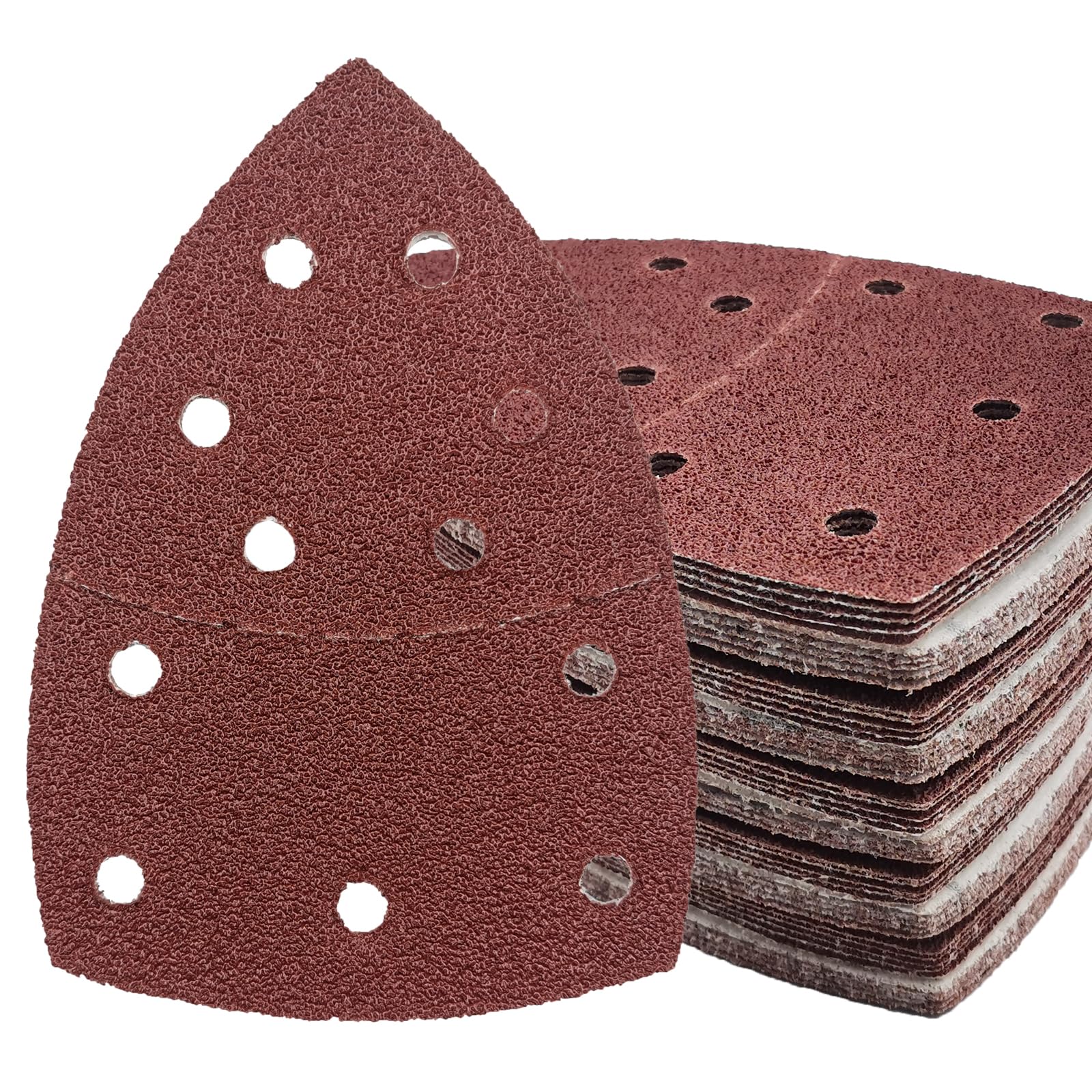 50 PCS 40 Grit Triangular Sanding Sheets with 11 Holes - Hook & Loop Mouse Detail Sander Sandpaper Pads for Woodworking, Furniture Refinishing & DIY Projects - Premium Abrasive Sanding Paper for Smooth Finishing