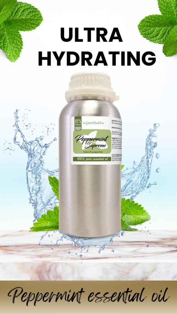 100% Pure Peppermint Essential Oil (Mentha Piperita) - 1 Gallon Bottle - Uncut, Therapeutic Grade for Aromatherapy, Diffusers & DIY Skincare - GreenHealth