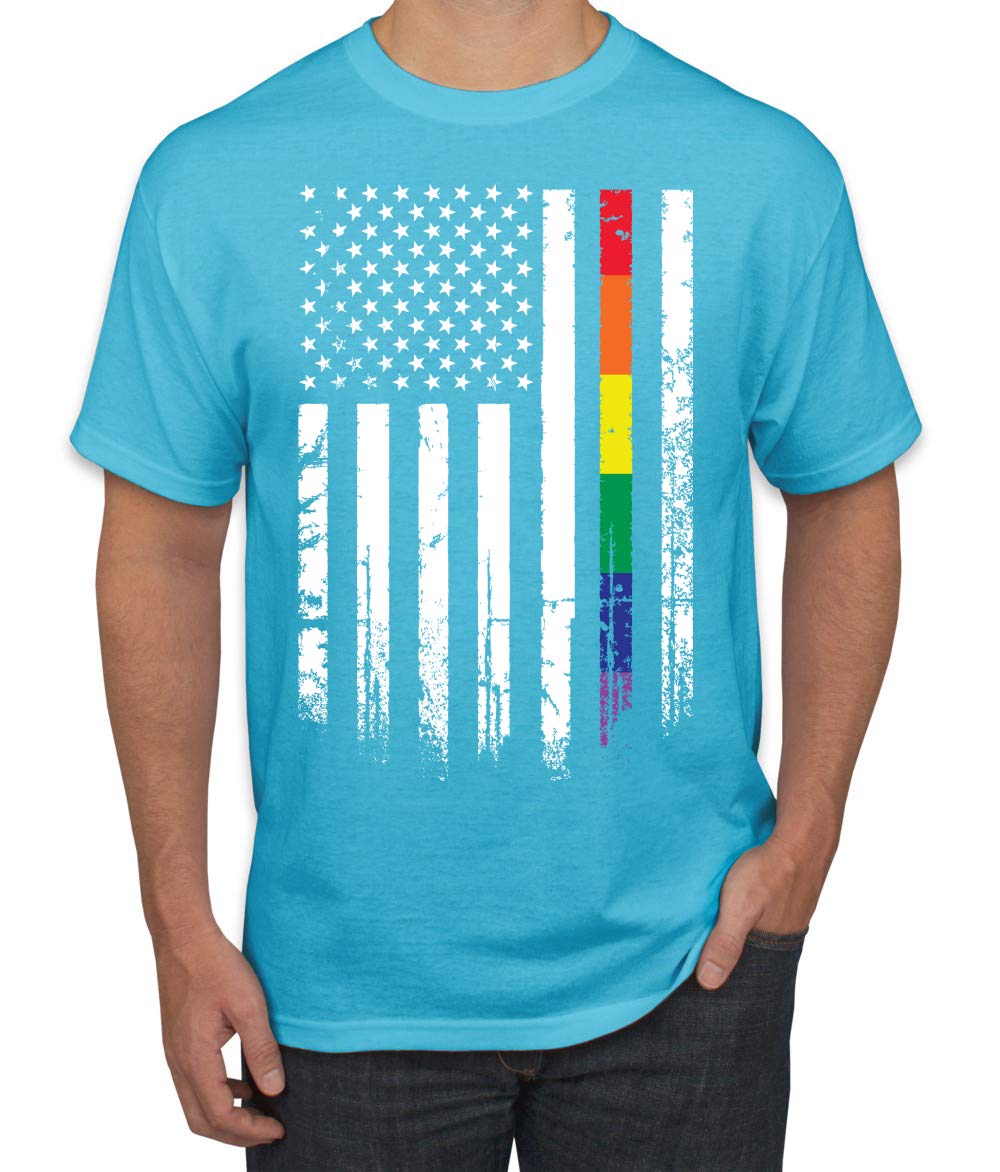 USA Gay Pride Rainbow American Flag LGBT Graphic T-Shirt for Men - Comfortable Cotton Tee for Pride Parades, LGBTQ+ Events & Everyday Wear