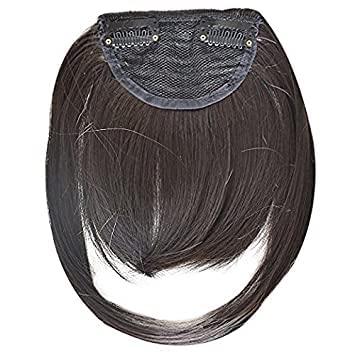 KAVIN Clip-In Synthetic Hair Bangs | Natural Black Brown Hair Fringe Extension for Women & Girls | Perfect for Cosplay, Daily Wear & Hairstyling
