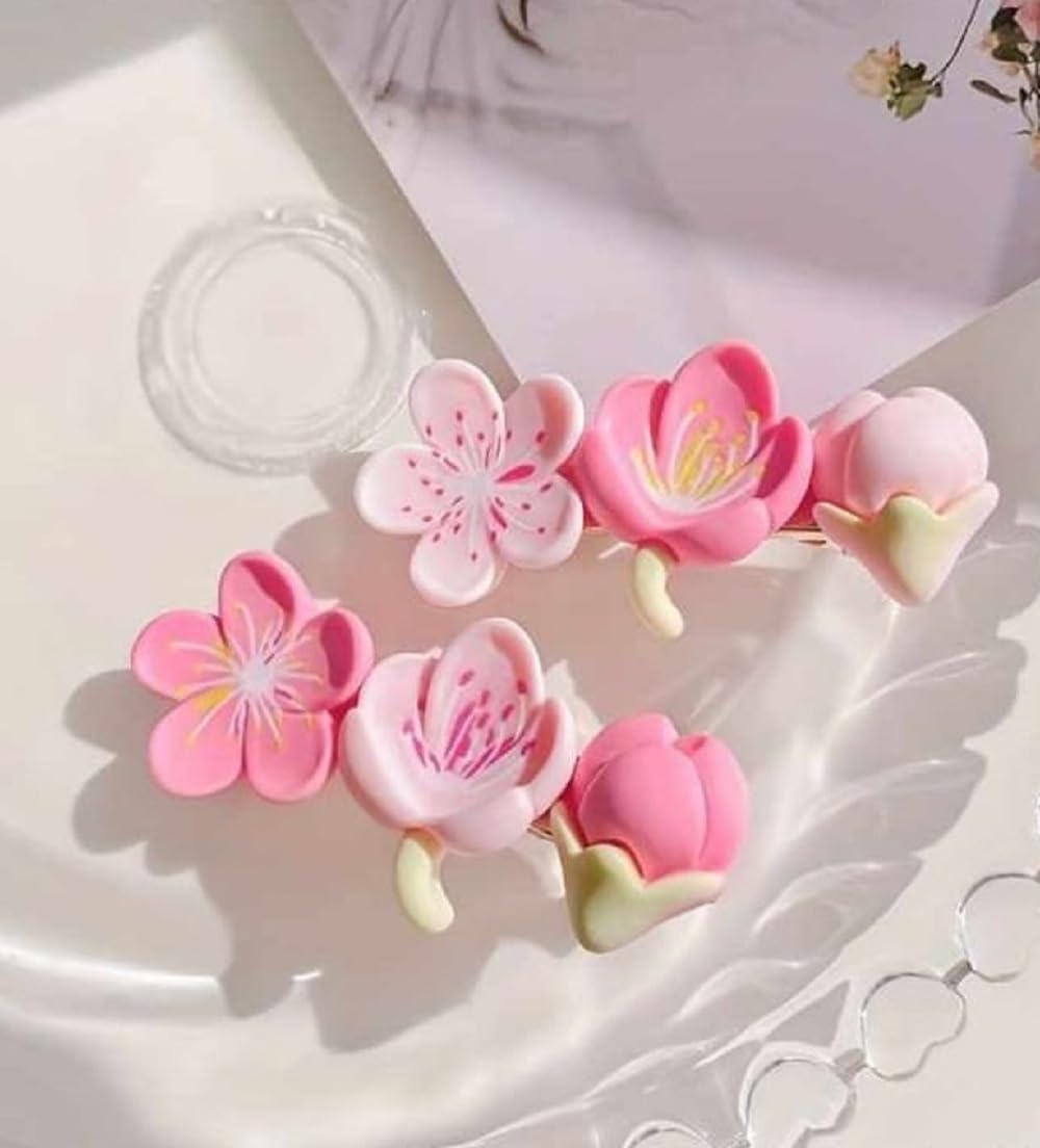 Korean Fashion Pearl Rhinestone Hair Clips for Women - Elegant Metal Hair Pins, Stylish Hair Accessories Jewelry (3-Pack, Pink) - Perfect for Parties, Weddings & Daily Wear