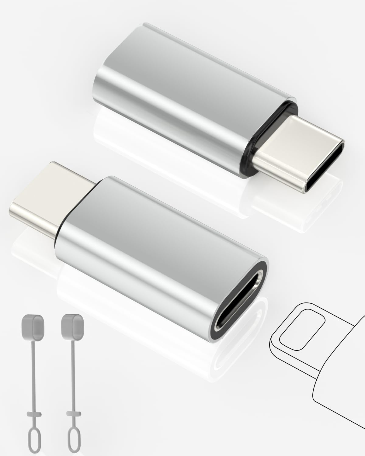 2 Pack Lightning to USB C Adapter for iPhone 15/16/16 Pro/Pro Max & Samsung S24 - Fast Charging & High-Speed Data Sync - Type C Charger Connector Cable (Not for Audio/OTG/Apple Pencil 1st Gen) - Perfect for Travel, Office & Home Charging Stations