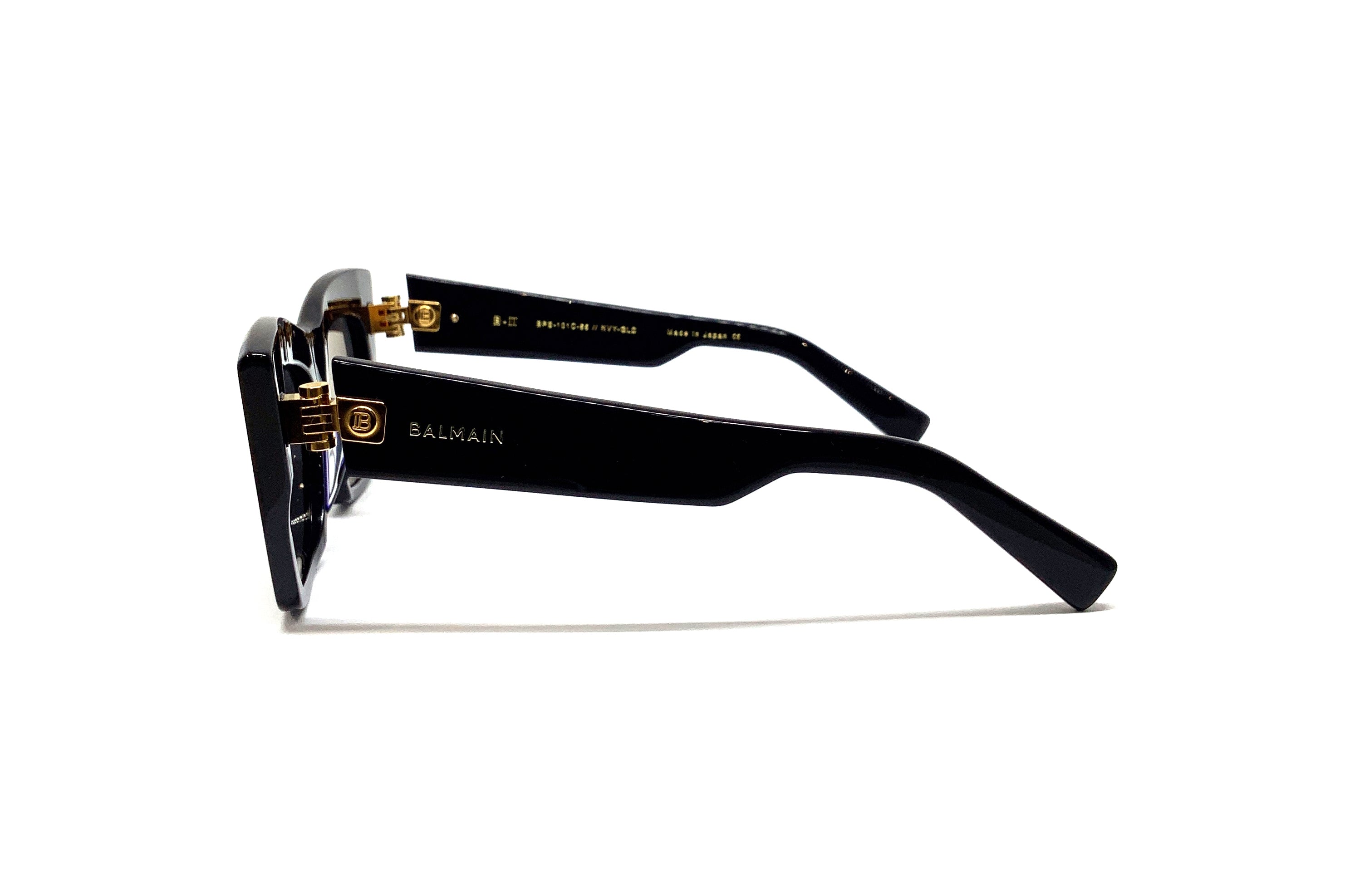 Balmain B II Sunglasses - Navy & Gold Aviator Style for Men & Women | UV Protection, Luxury Fashion Accessory for Travel, Driving, and Outdoor Activities