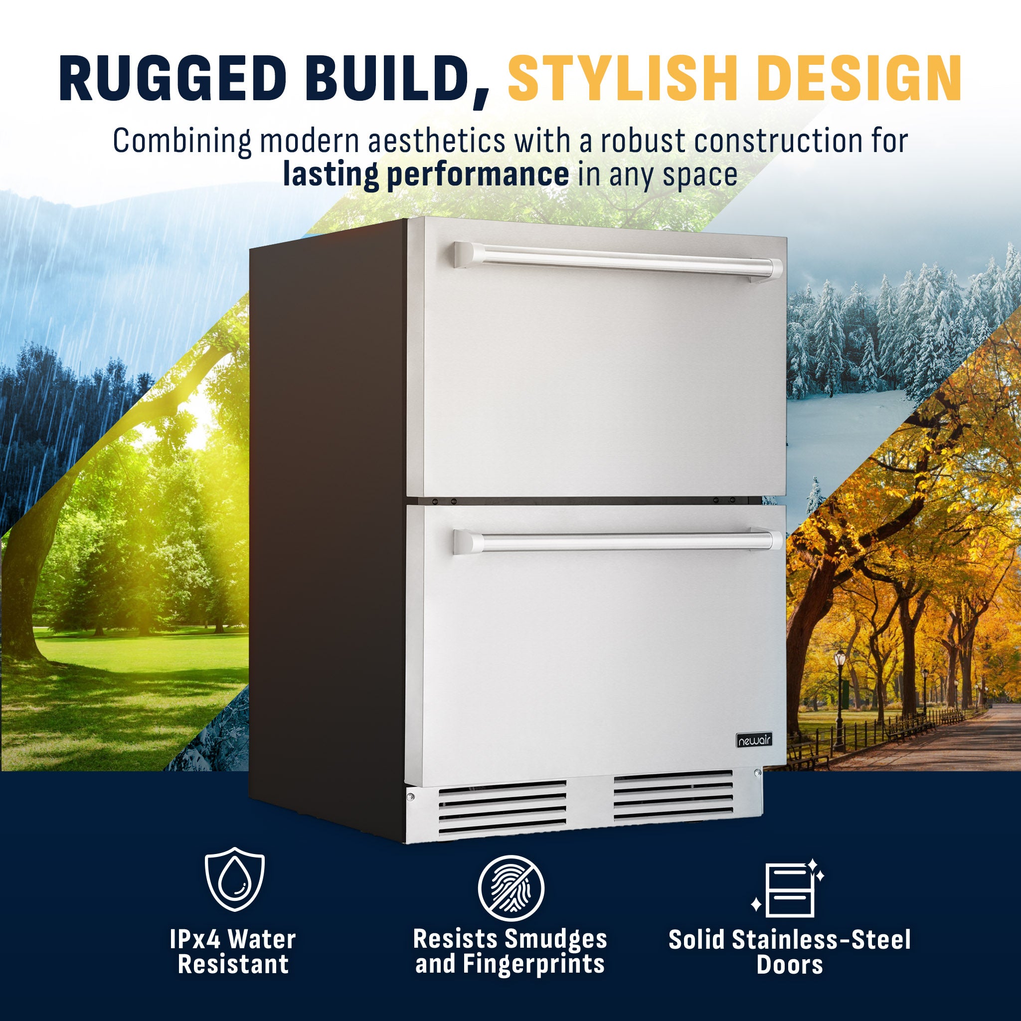 Newair® 24 Inch Undercounter Dual Zone Freezer & Refrigerator - Compact Stainless Steel Appliance for Kitchen, Bar, or Garage - Perfect for Storing Food, Drinks, and Frozen Goods