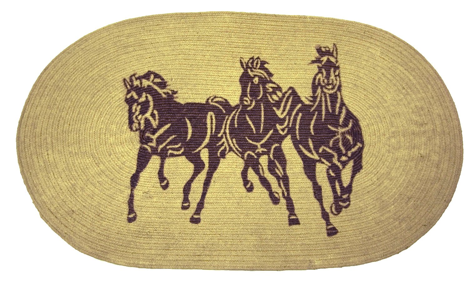HiEnd Accents Running Horse Lodge Kitchen Mat - 30x50 Inch Non-Slip Washable Bathroom Rug in Rustic Brown Tan for Western Cabin Decor | Perfect for Kitchen, Bathroom & Entryway Floor Protection