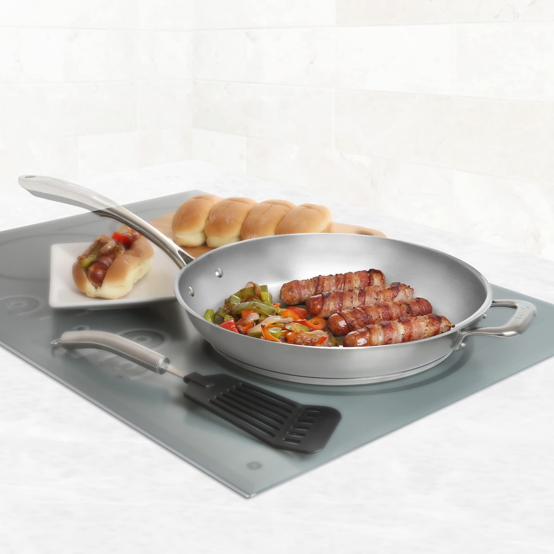 Chantal 12.5 Inch Induction Compatible 21 Fry Pan - Uncoated Stainless Steel Skillet for Professional Cooking, Perfect for Searing, Frying & Sauteing in Home Kitchens & Restaurants