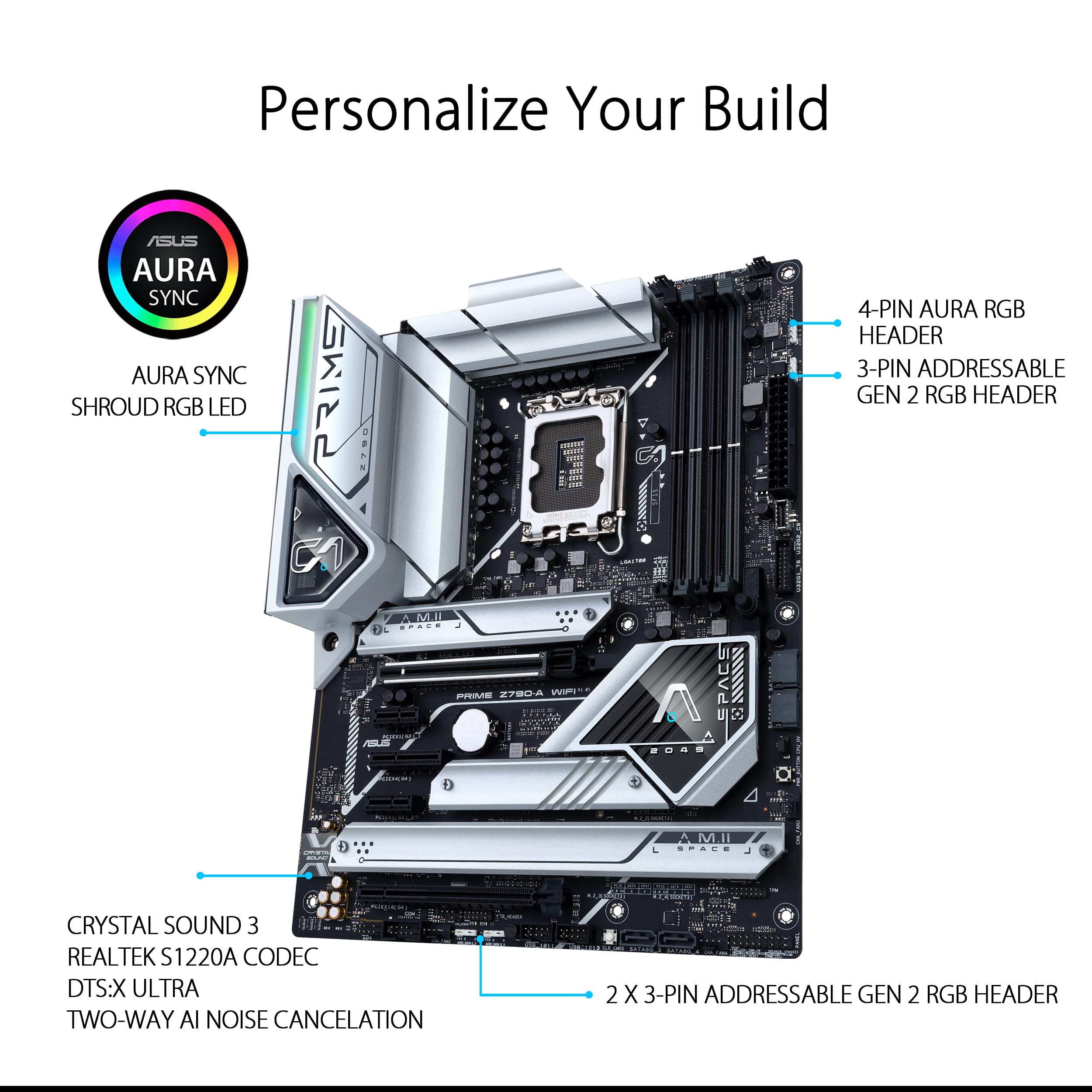 ASUS PRIME Z790-A WIFI Intel LGA 1700 ATX Gaming Motherboard - 16+1 DrMOS, PCIe 5.0, DDR5 RAM, 4x M.2 Slots, WiFi 6E, 2.5Gb LAN, Thunderbolt 4 | Perfect for High-End Gaming PCs, Content Creation & Workstations