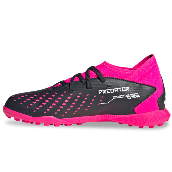 Adidas Jr. Predator Accuracy.3 Turf Soccer Cleats for Kids - Black/Team Shock Pink - Youth Artificial Grass Football Shoes for Training & Matches