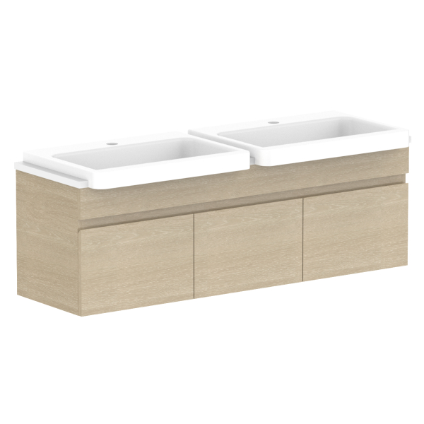ADP Glacier Pro Semi Recessed All Door Slim Vanity with Solid Surface Top - Modern Bathroom Sink Cabinet for Small Spaces, Perfect for Apartments and Powder Rooms