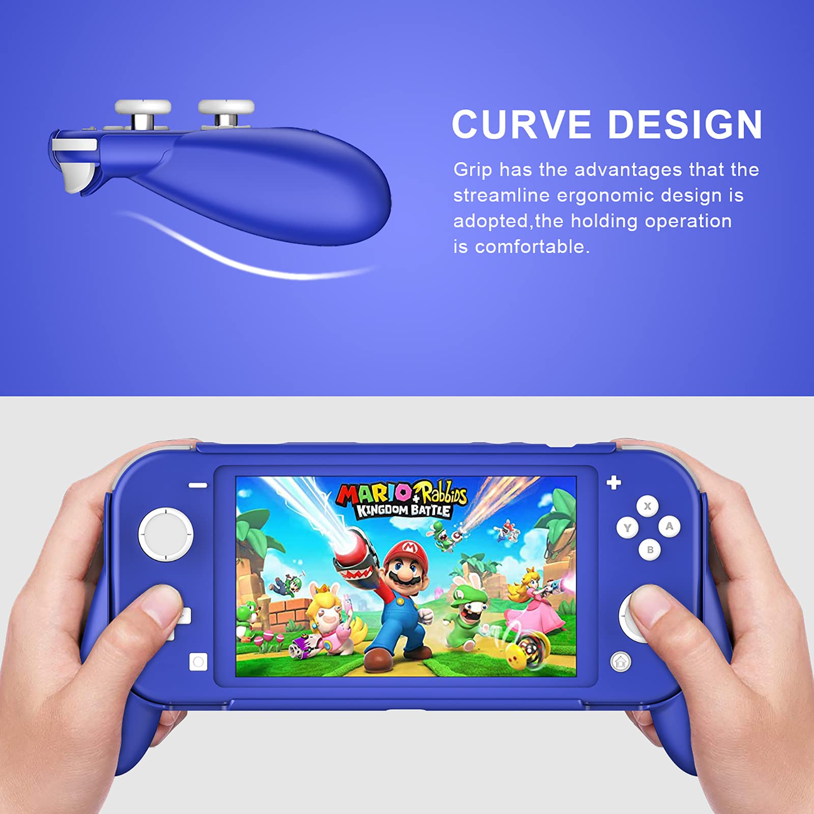 Nintendo Switch Lite Grip - Ergonomic Dark Blue Controller Holder for Enhanced Comfort, Perfect for Long Gaming Sessions and Travel