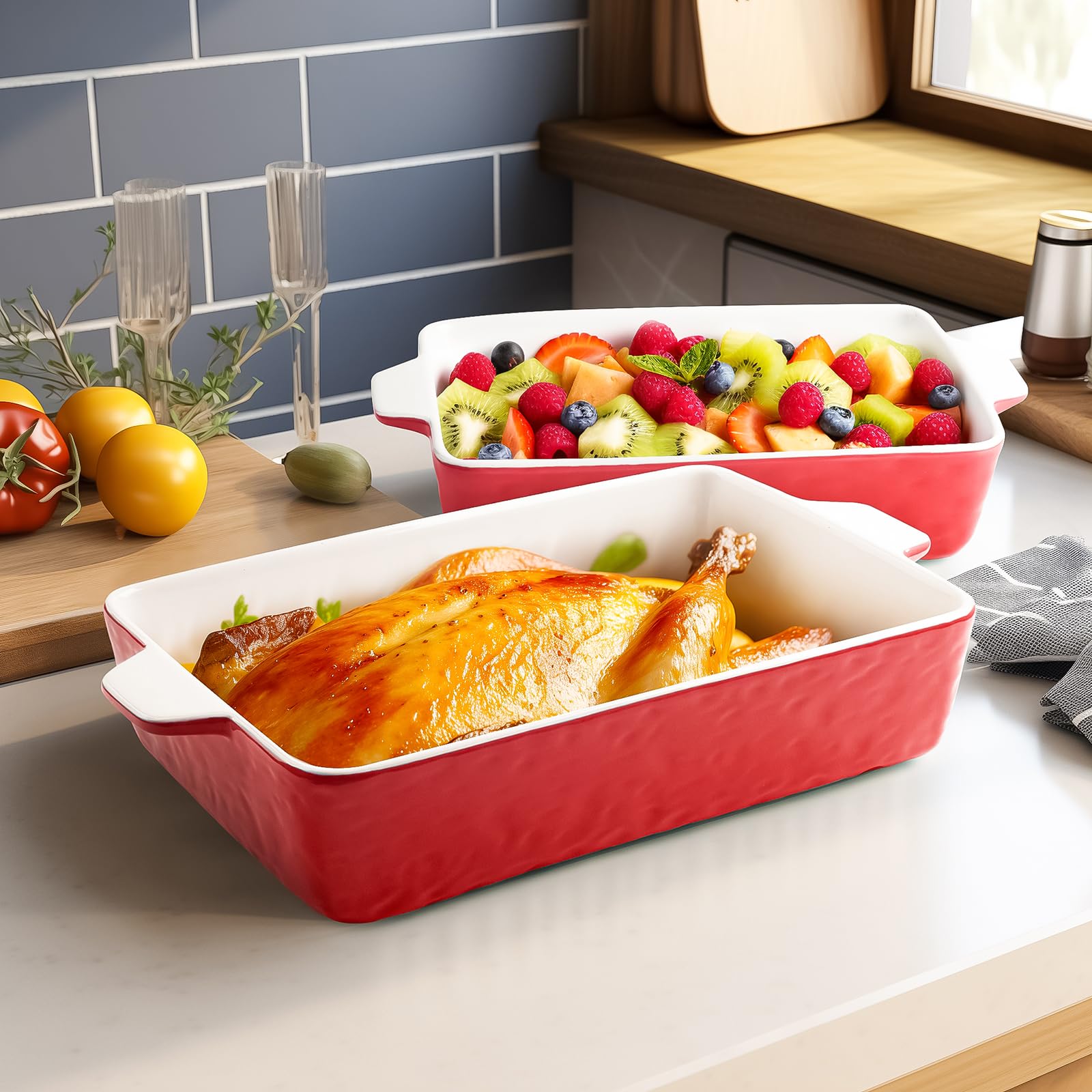 3-Piece Ceramic Casserole Dish Set - 11.6