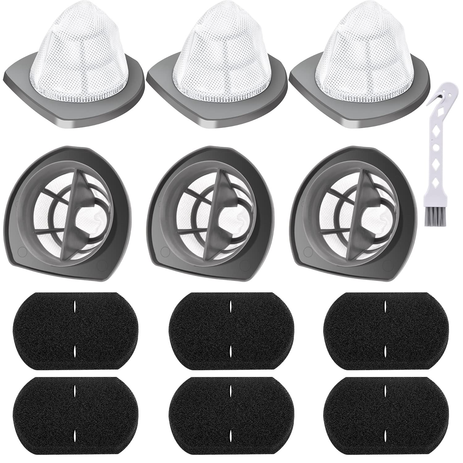 Bissell Featherweight Stick Vacuum Replacement Filters - 6 Mesh & 6 Foam Filters Compatible with Models 20331 20333 20334 20336 20339 2033M (Replaces Part# 1611508) - Ideal for Pet Hair, Dust & Allergen Removal in Hard Floors & Carpets