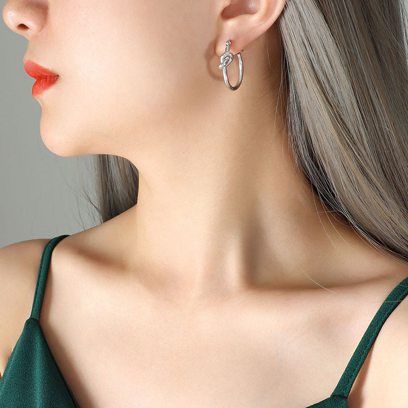 Elegant Gold Knot Hoop Earrings for Women - Minimalist Everyday Jewelry Gift | Perfect for Daily Wear, Office, and Special Occasions