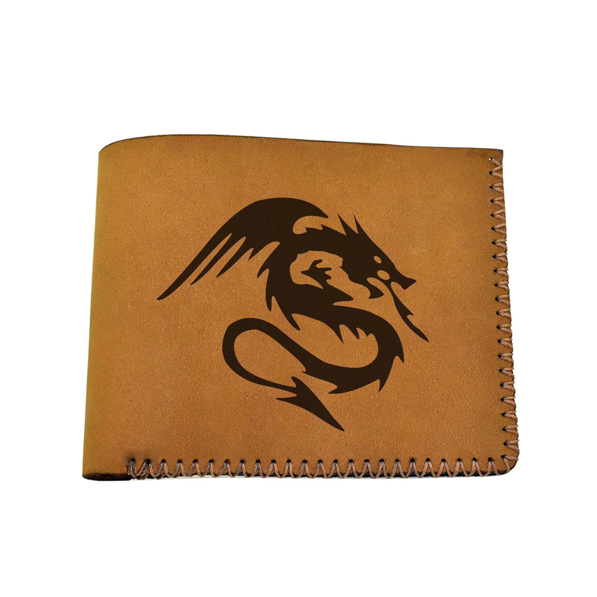 Genuine Handmade Pull-Up Leather Wallet for Men with Dragon Abstract Design - Perfect for Everyday Use, Travel & Gifts