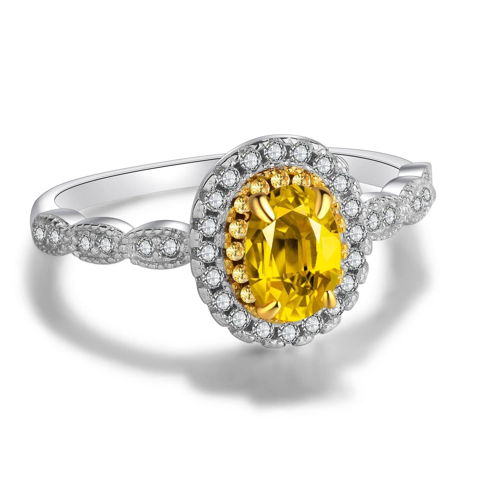 Stfery Wedding & Engagement Rings - CZ Halo Silver & Gold Band Rings for Women | Valentine's Day Proposal, Anniversary Gift, Bridal Jewelry