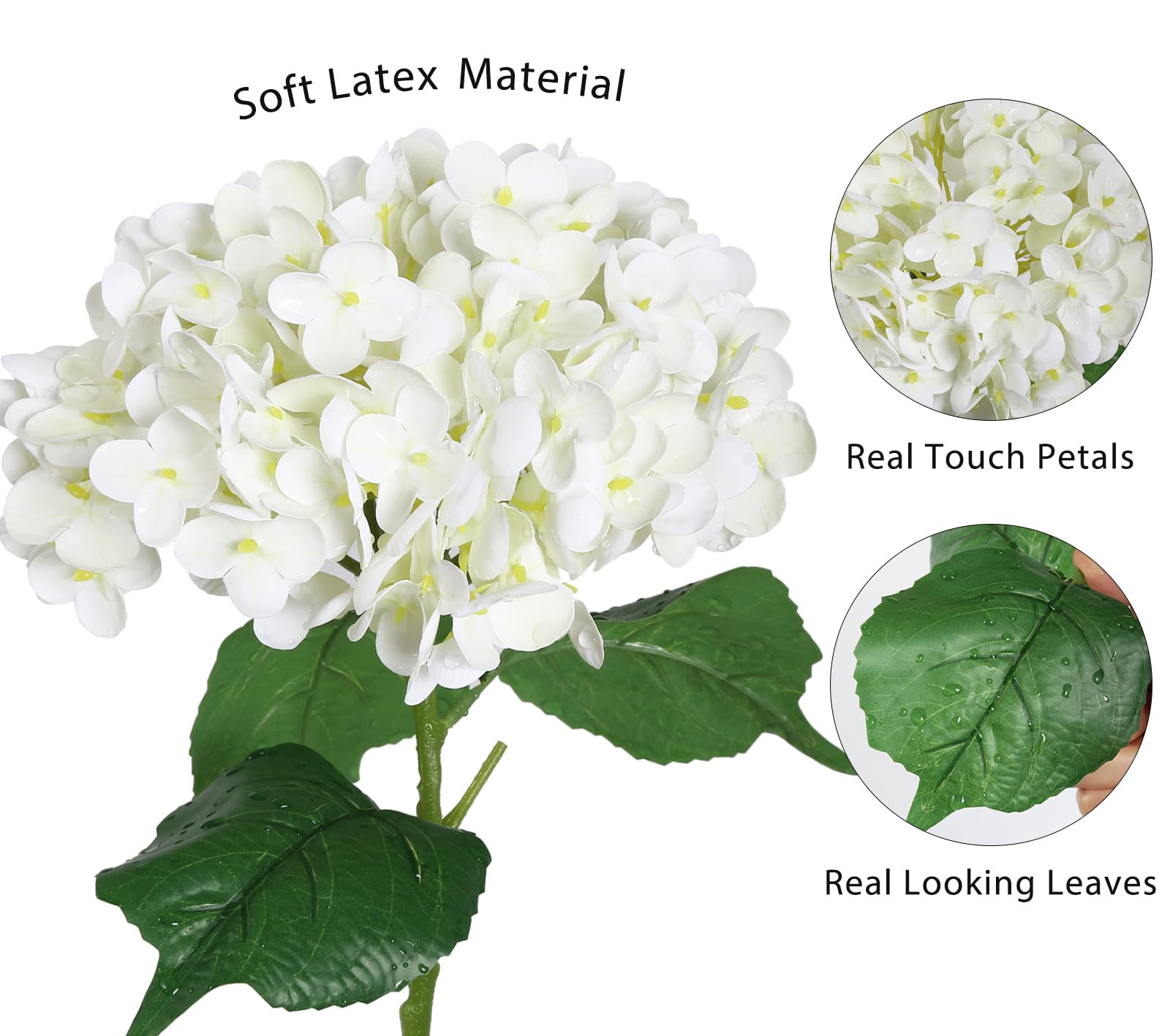 4PCS Real Touch White Hydrangea Artificial Flowers 21