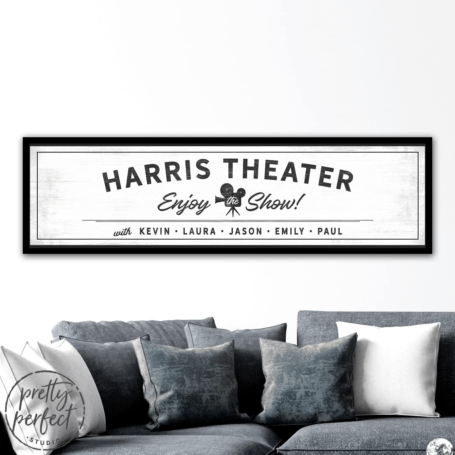 Personalized Movie Theater Sign - Custom Big Framed Canvas Wall Art 12