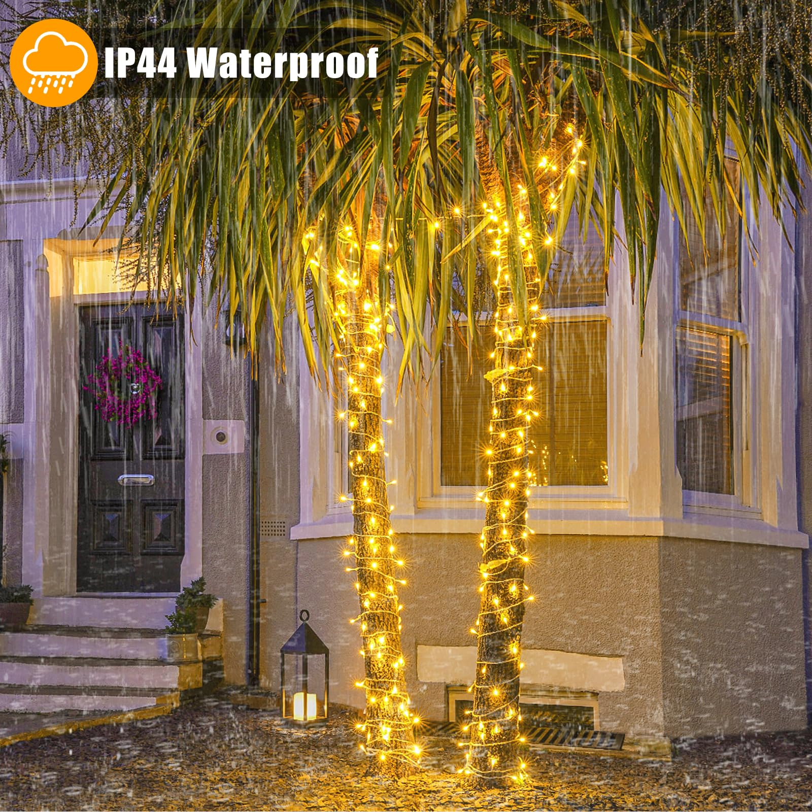 200 LED String Lights 66ft Indoor/Outdoor, 8 Modes Warm White Christmas Fairy Lights with Clear Wire - Waterproof Plug-in Twinkle Lights for Bedroom, Classroom, Tree, Holiday & Christmas Decorations (Perfect for Parties, Weddings, Gardens and Home Ambiance)