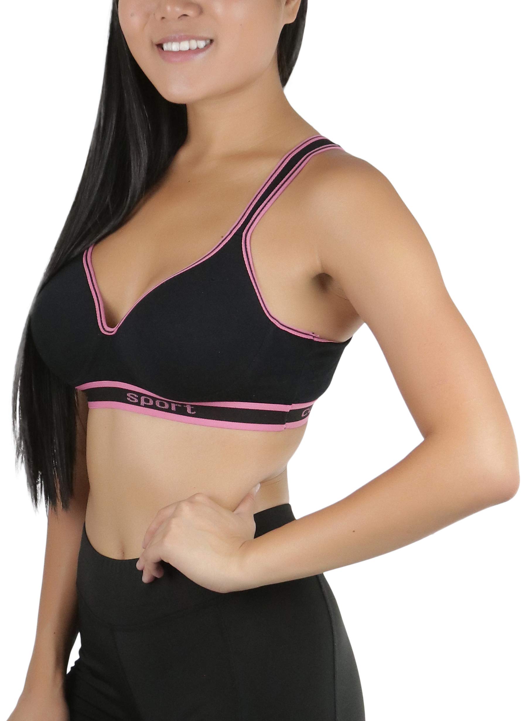 ToBeInStyle Women's Wireless Sports Bra - Cotton Blend Racerback with Light Padding for Yoga, Running & Gym Workouts - Comfortable & Supportive Activewear