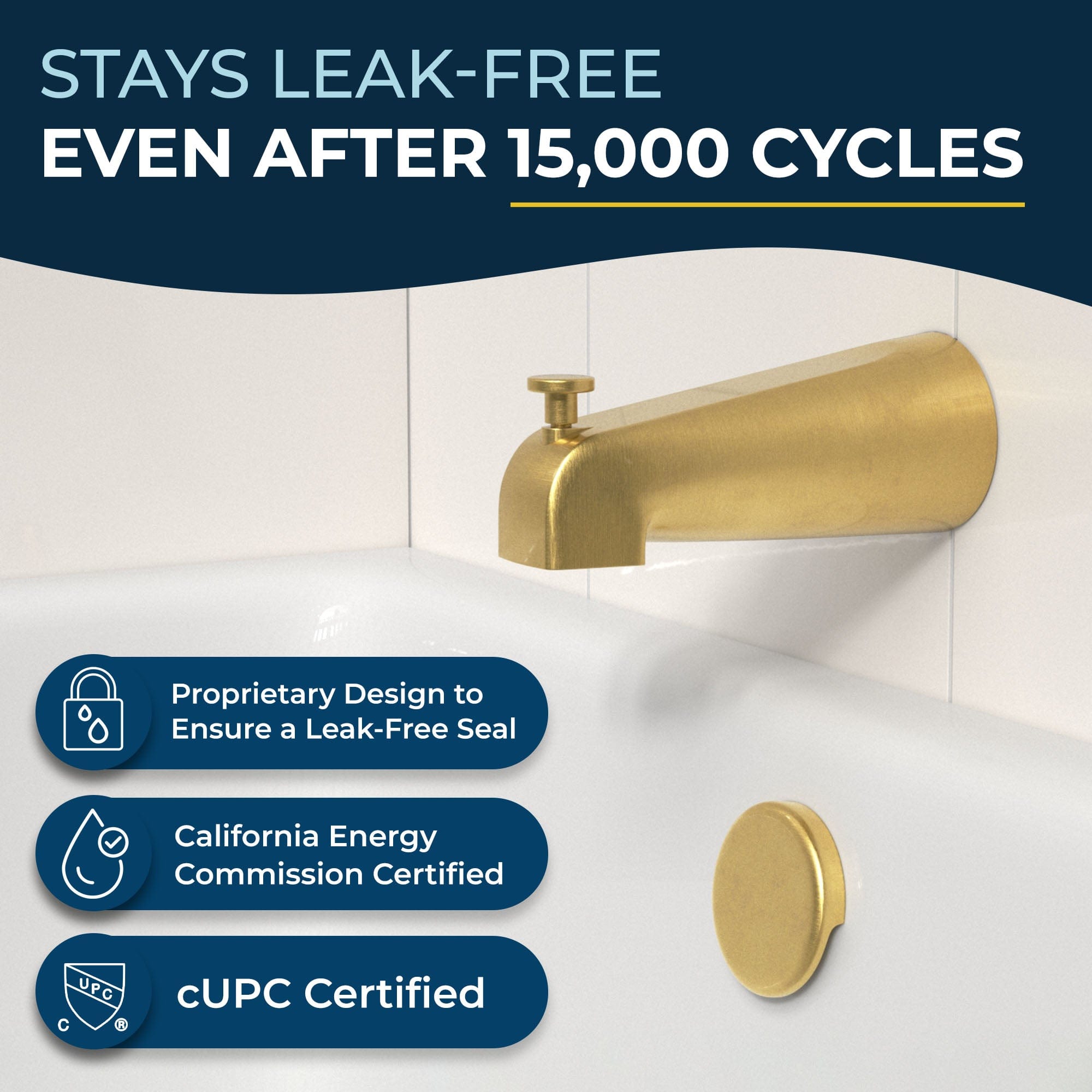 All Metal Tub Spout with Built-In Diverter - Premium Bathroom Faucet for Bathtub - Perfect for Home Renovation & Bathroom Upgrades
