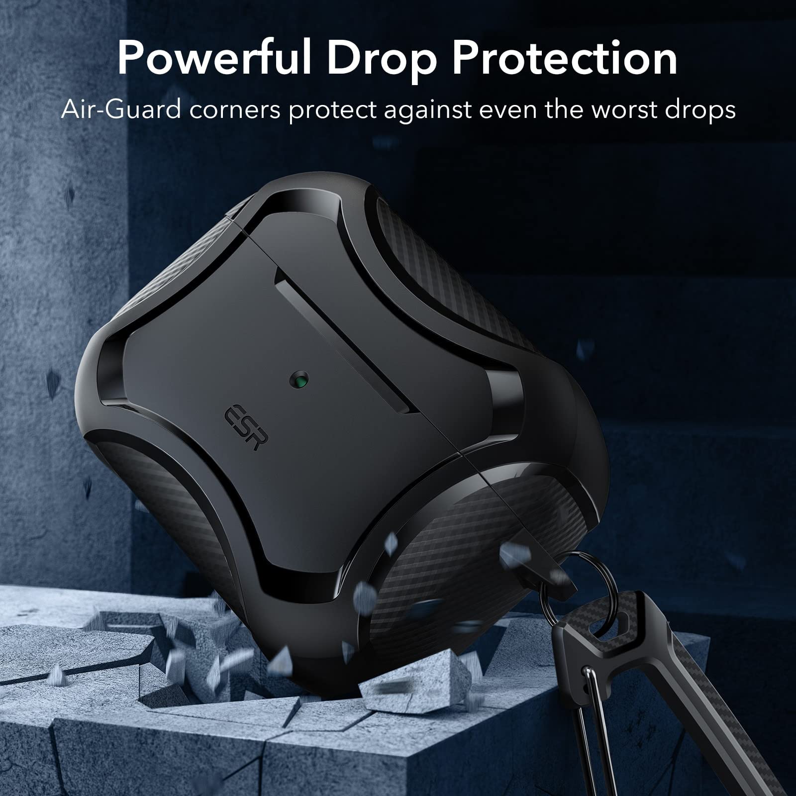 ESR Cyber Series AirPods 3 Case (2021) - MagSafe Compatible, Magnetic Lid & Shockproof Protection - Perfect for Gym, Travel & Everyday Use - Black