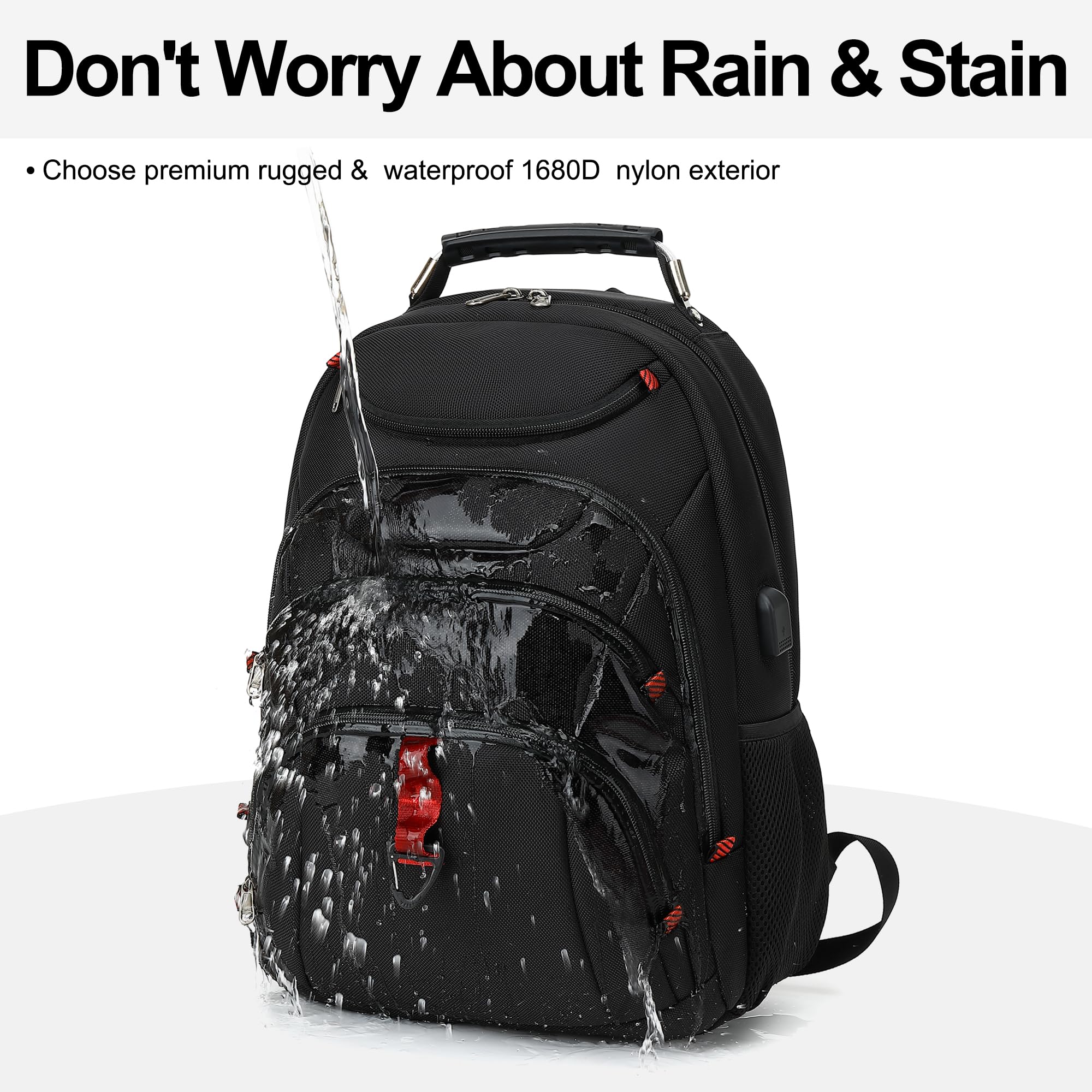Boavan 15.6 Inch Laptop Backpack for Men - USB Charging Port, Waterproof, Anti-Theft Design - Ideal for Travel, Work, School, Office, and Business - Perfect for Teachers, Nurses, Doctors - Black