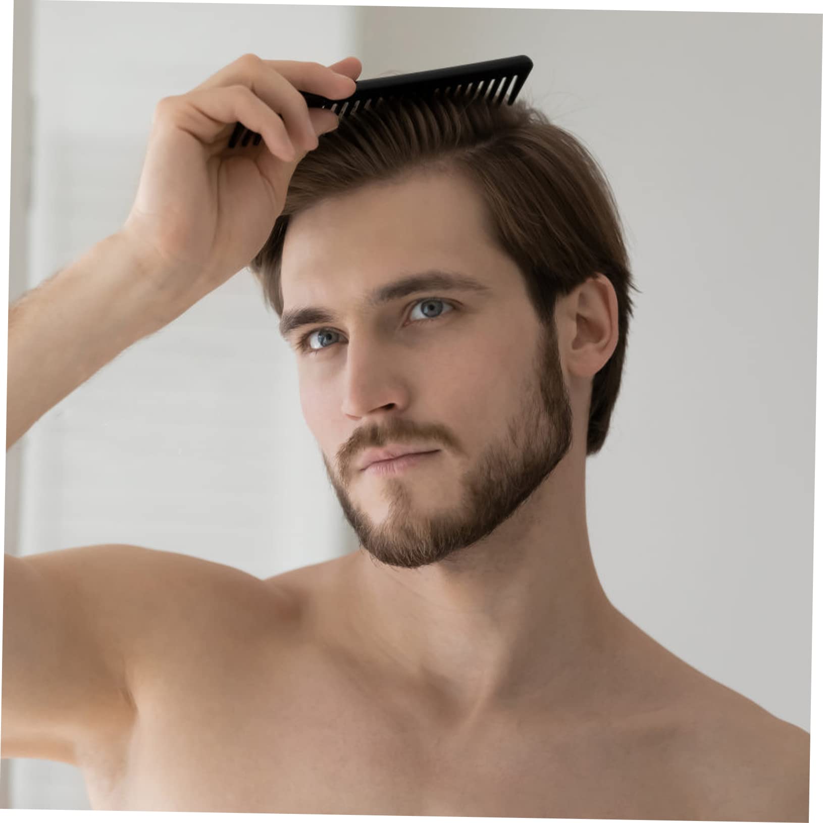 Minkissy Wide Tooth Comb Set - 5 Pack Professional Hair Styling Combs for Wet & Dry Hair | Gentle Detangling, No Knots, Comfort Grip | Perfect for Barbershop, Salon & Home Hair Care (Black)
