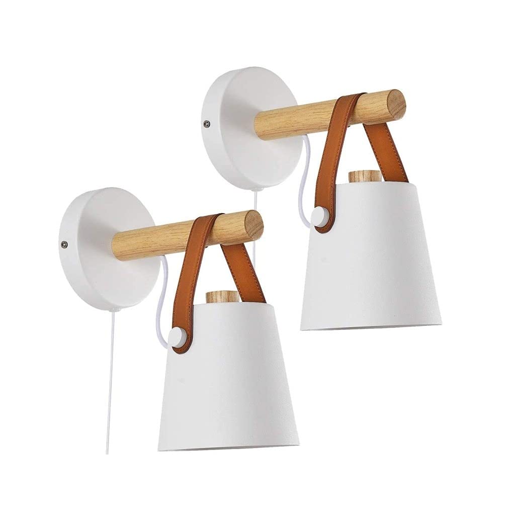 Modern Nordic Wall Lamp with Switch Plug - 2 Pack Bedside Lighting for Bedroom, Living Room - Simple & Creative Plug-in Sconce for Home Decor, Reading, and Ambient Lighting