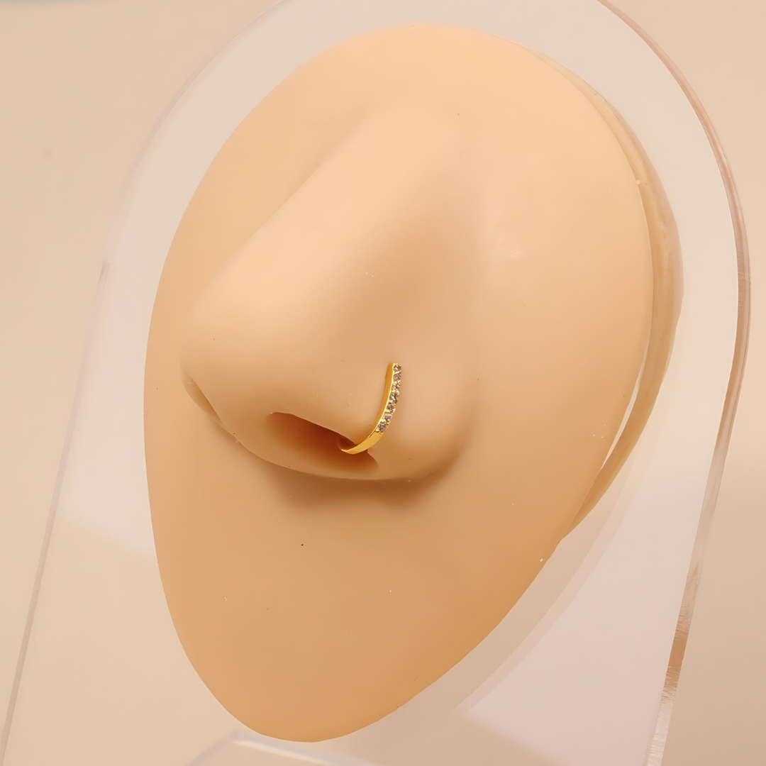18K Rose Gold Cherry Fake Nose Ring - No Piercing Clip On Nose Stud - Perfect for Parties, Cosplay & Everyday Fashion Accessories