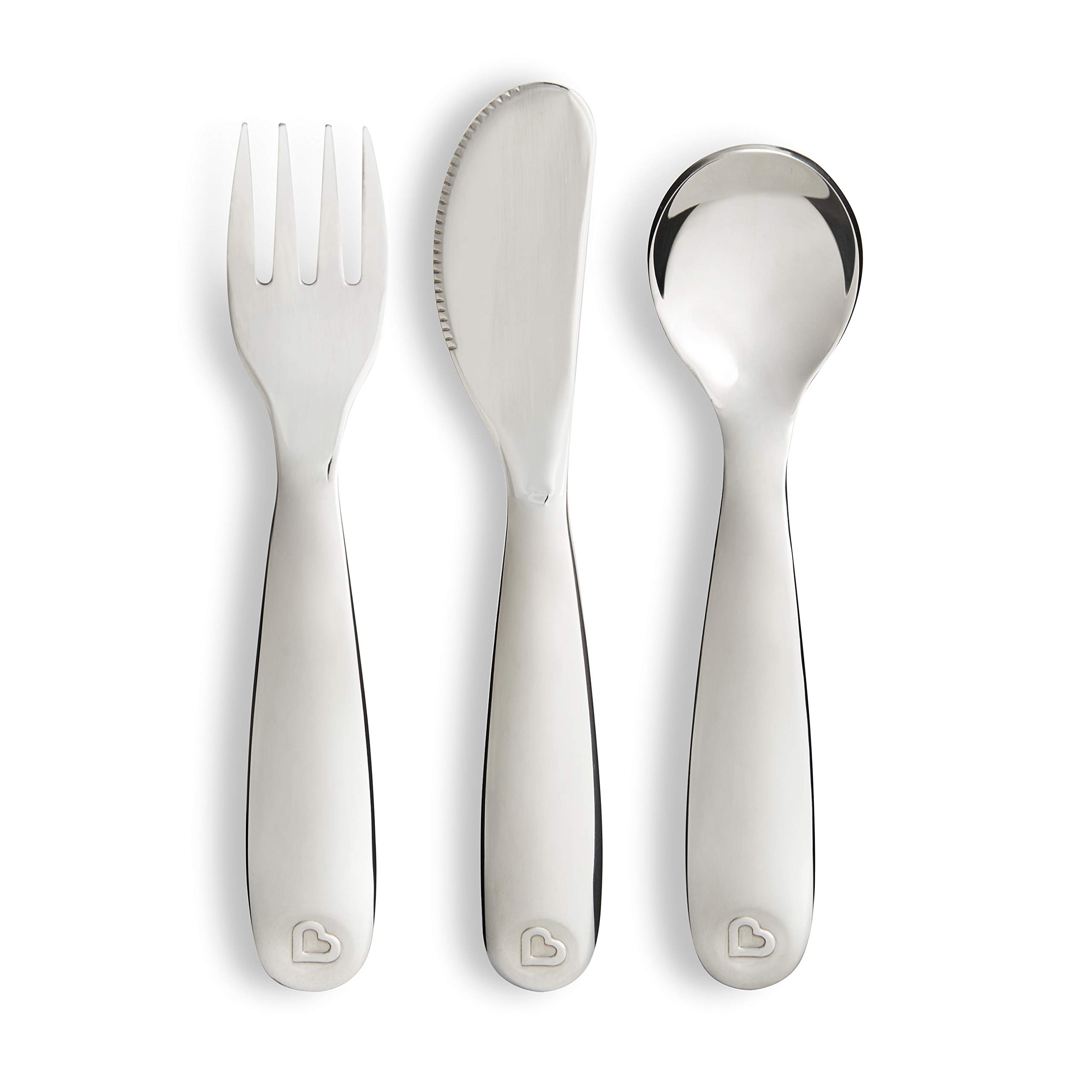 Munchkin Grown Ups Table Toddler Dining Set - Stainless Steel Utensils for Kids, Grey | Perfect for Baby-Led Weaning, Toddler Mealtime & Family Dining