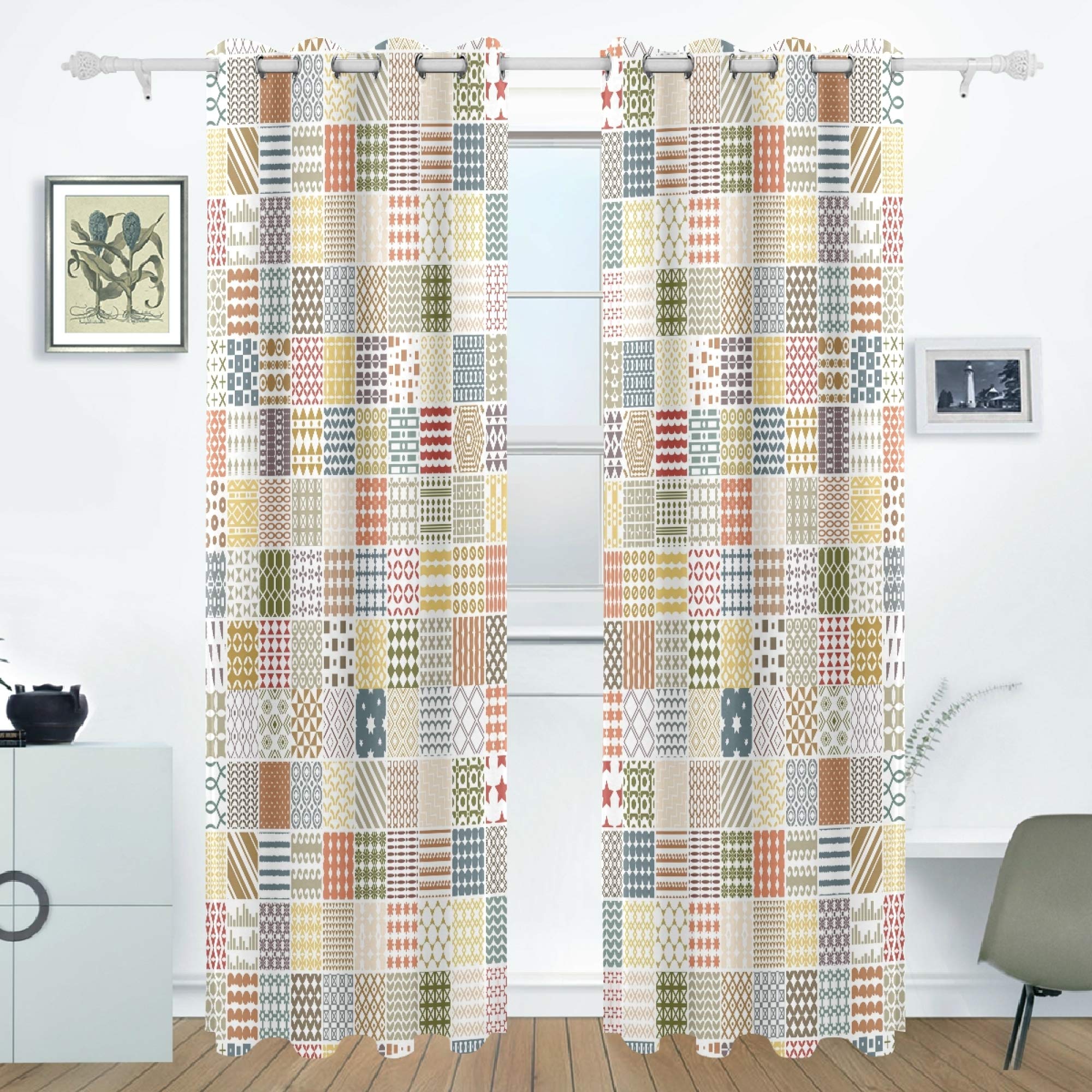 Boho Blackout Curtains for Bedroom & Living Room - MNSRUU Room Darkening Window Drapes (72 Inch Length, 2 Panels) - Perfect for Light Control, Privacy & Stylish Home Decor