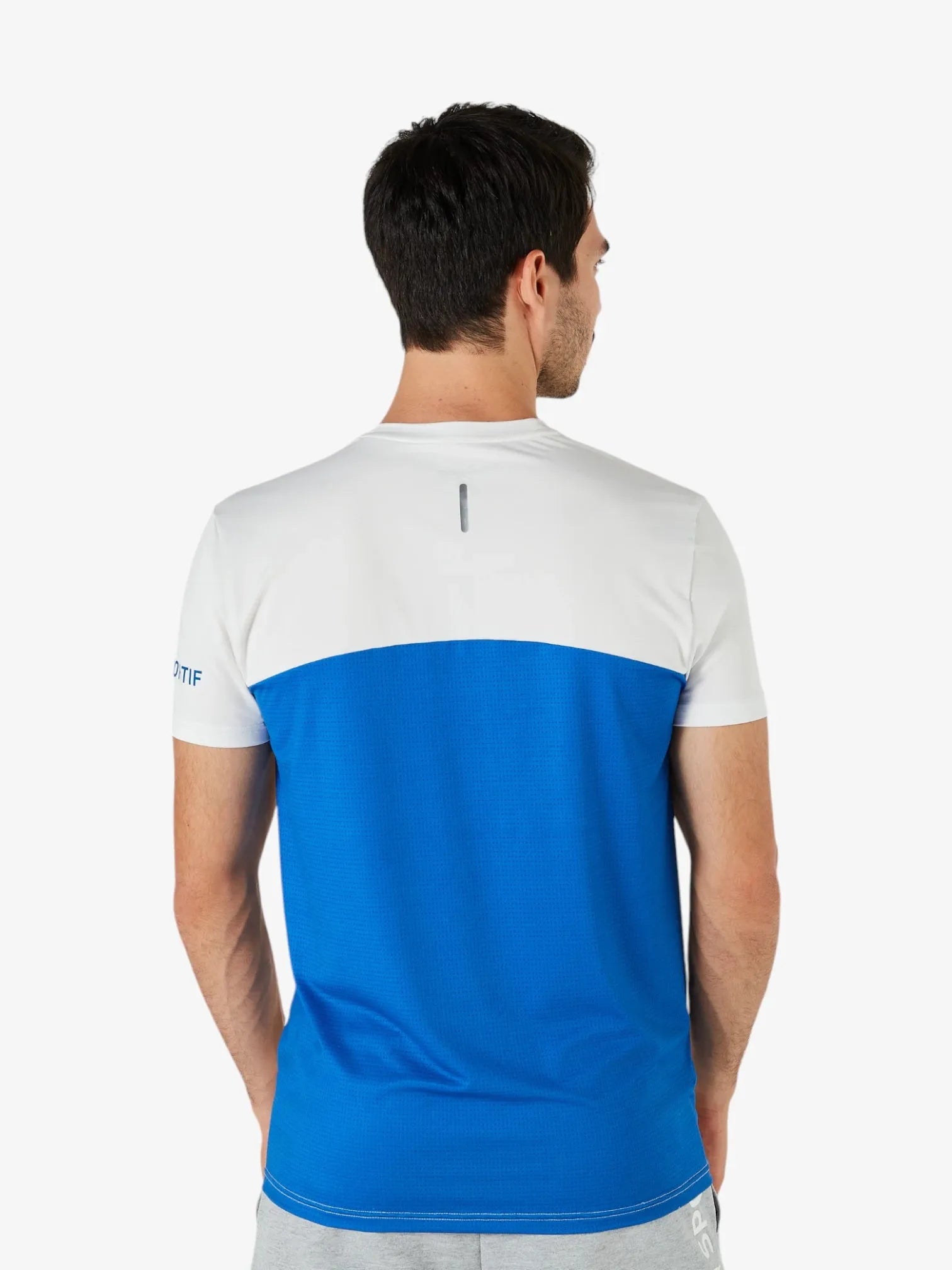 Le Coq Sportif Reflective Training T-Shirt - White & Blue - Breathable & Moisture-Wicking for Running, Gym & Outdoor Sports