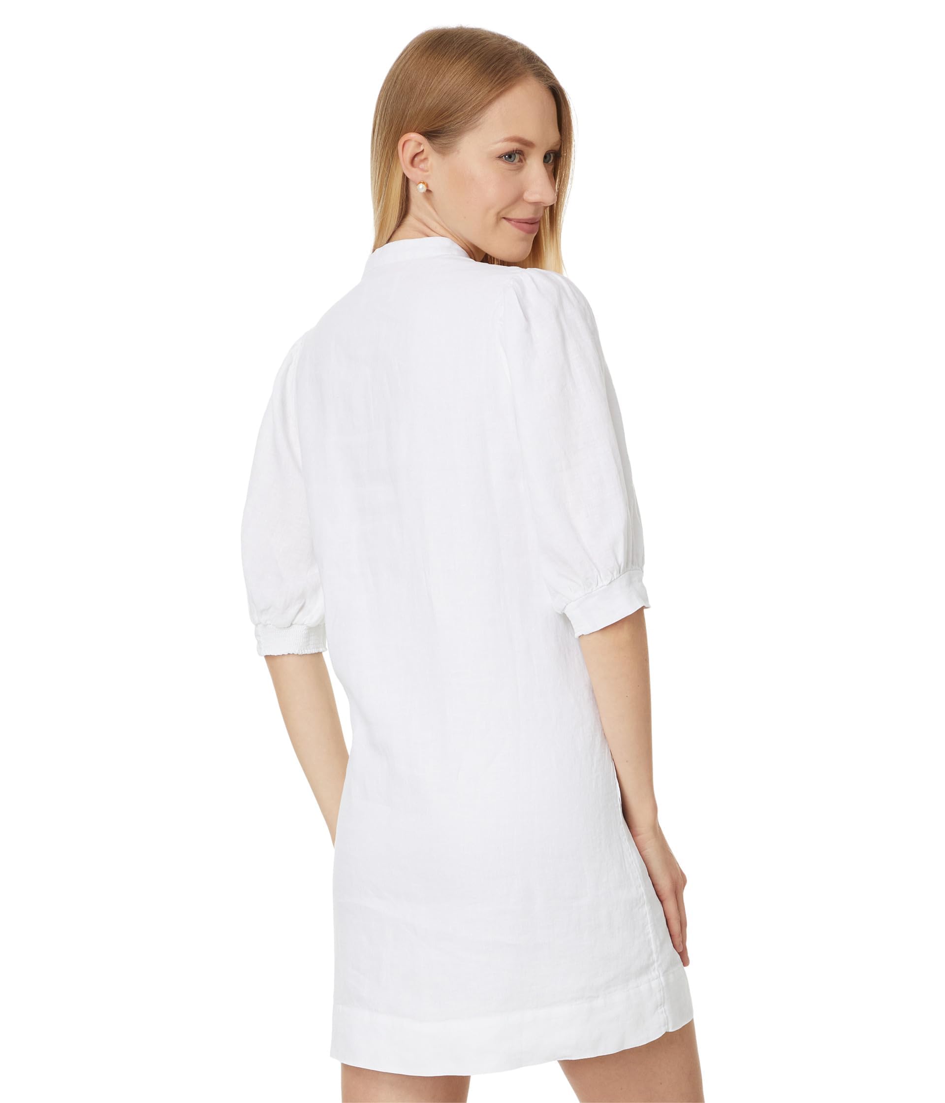 Lilly Pulitzer Women's Mialeigh Elbow Sleeve Linen Top - Casual Summer Blouse for Beach, Vacation & Outdoor Activities