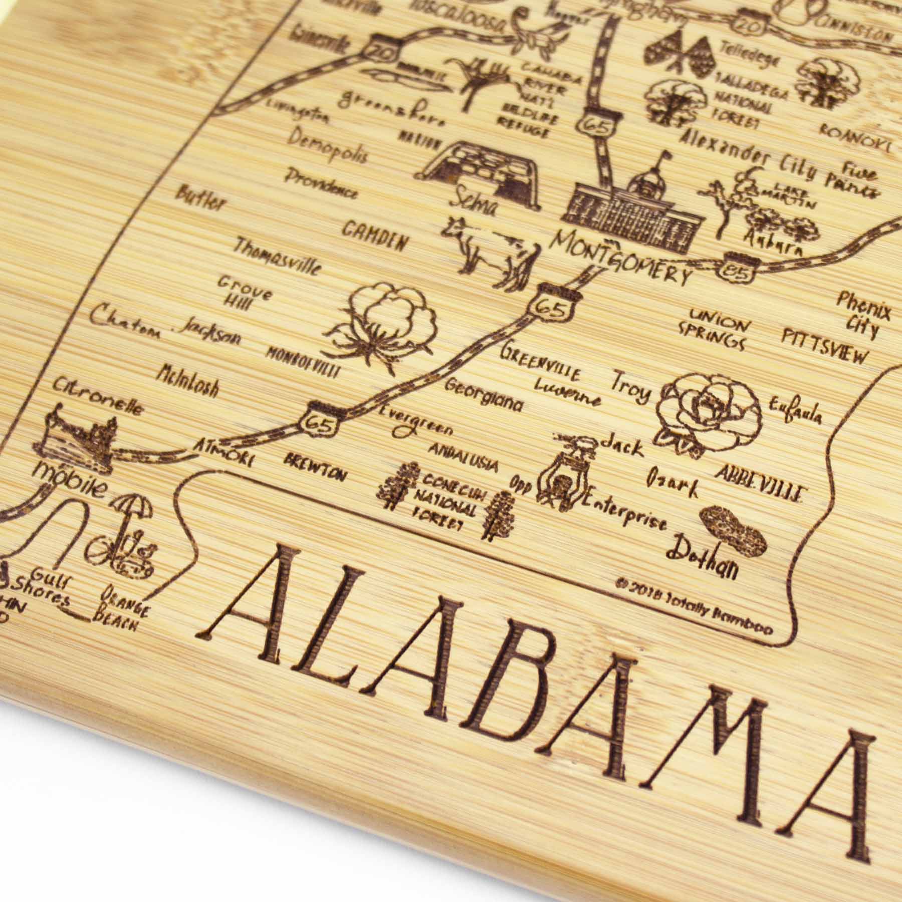 Premium Alabama Shaped Wood Cutting Board - 11