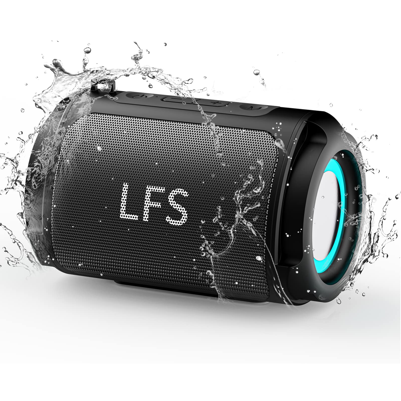Portable Bluetooth Speaker Waterproof Wireless Speaker with TWS Pairing, RGB Lights, 15H Playtime - Mini Travel Speaker for Shower, Beach, Camping, Home & Outdoor Activities | Perfect for Pool Parties, Hiking & Backyard BBQs