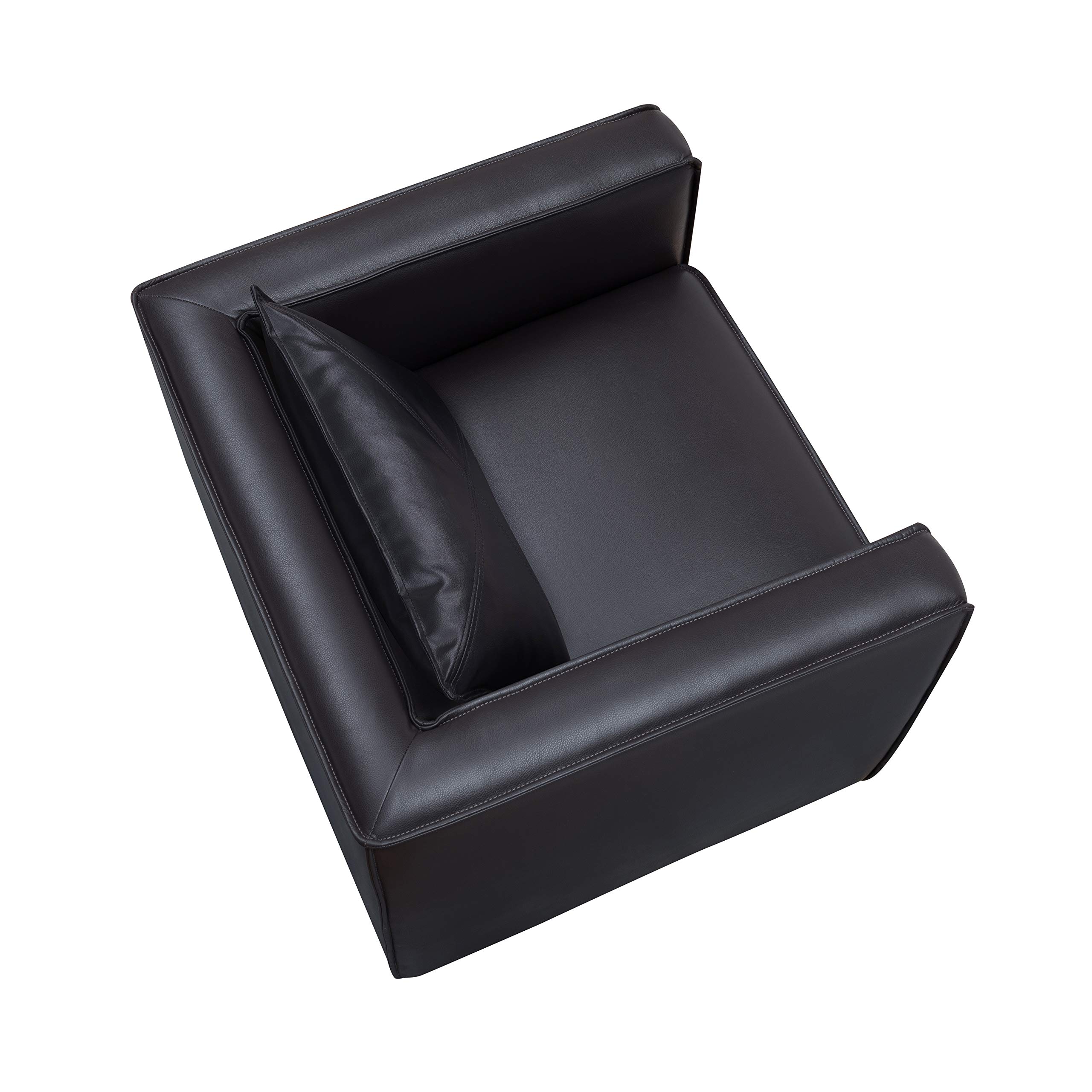 Geneva Modern Breathable Vinyl Padded Arm Chair - Dark Gray Accent Chair for Living Room, Bedroom & Office - Comfortable Lounge Chair with Padded Seat