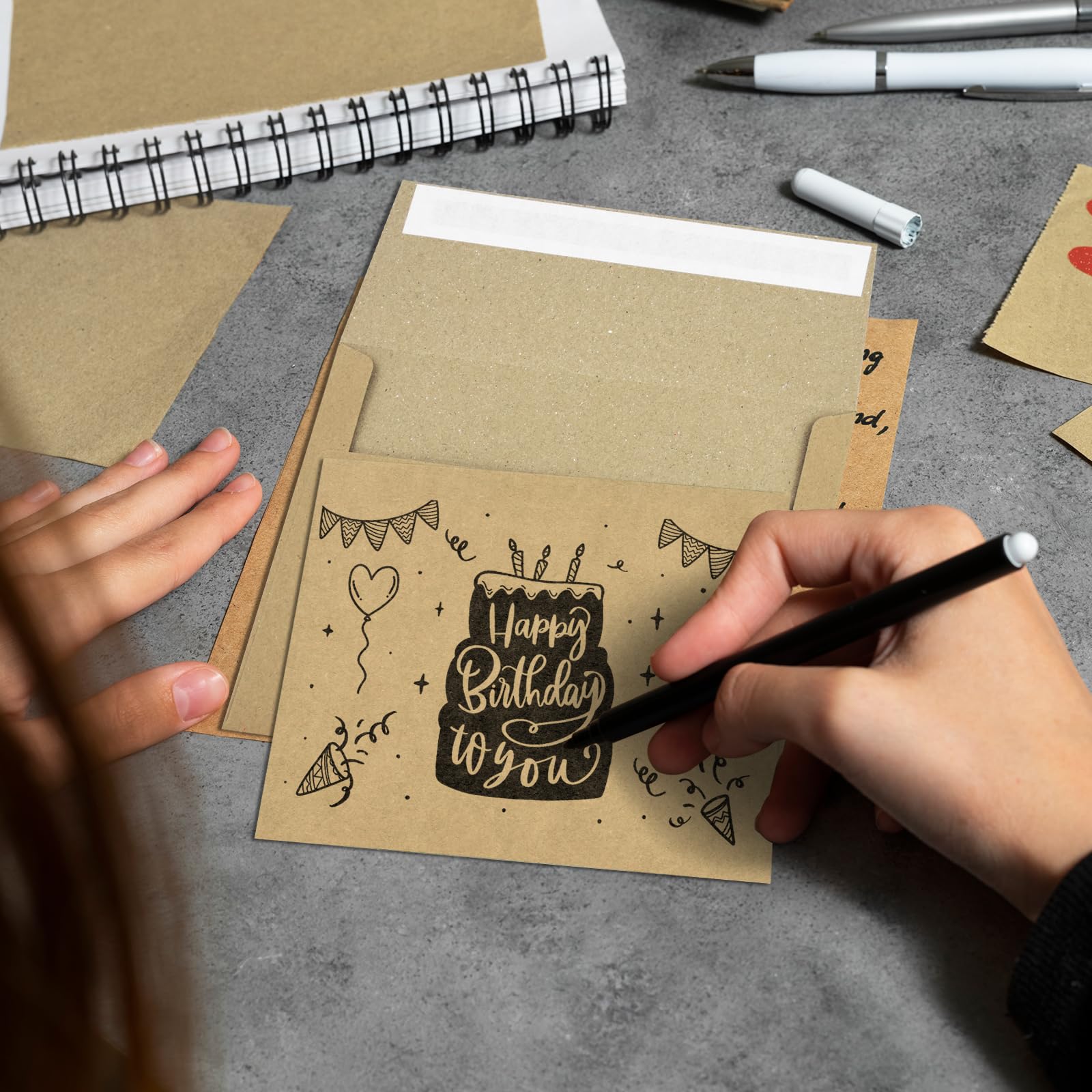 50 Pack Kraft Blank Cards & Envelopes Set 4.375x5.75 Inches - Eco-Friendly Brown Stationery for Invitations, Thank You Notes, Greetings | Perfect for Weddings, Birthdays, Business Correspondence