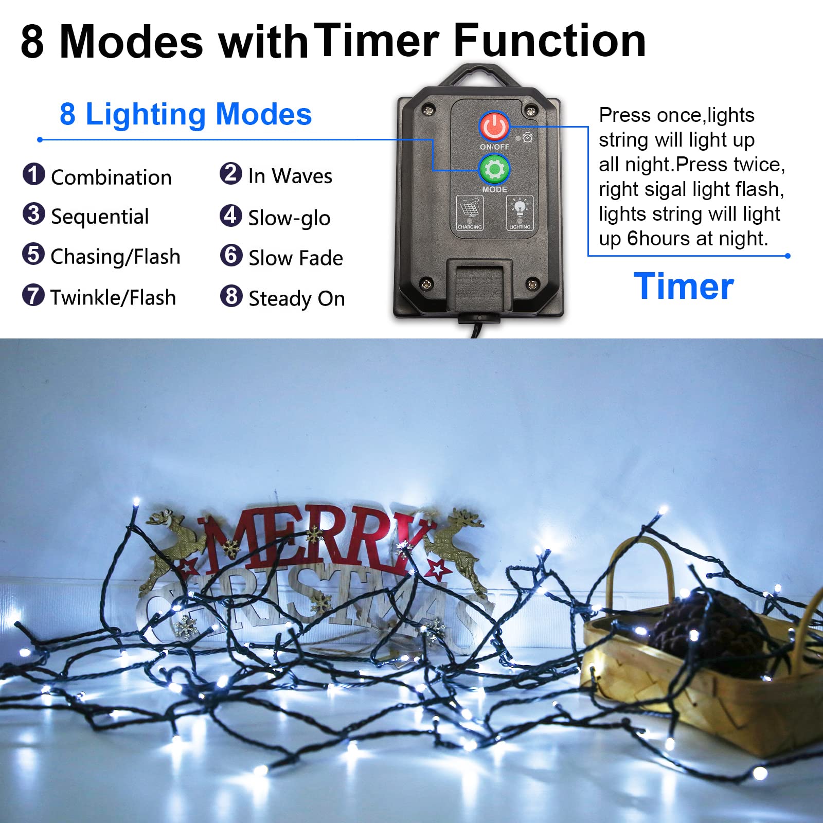 YAOZHOU 2 Pack Solar Christmas Lights Outdoor Waterproof - 400LED 151ft Cool White Fairy String Lights with 8 Modes for Tree, Garden, Patio, Wedding, Party, Yard Decoration | Perfect for Holiday, Landscape, and Special Event Lighting
