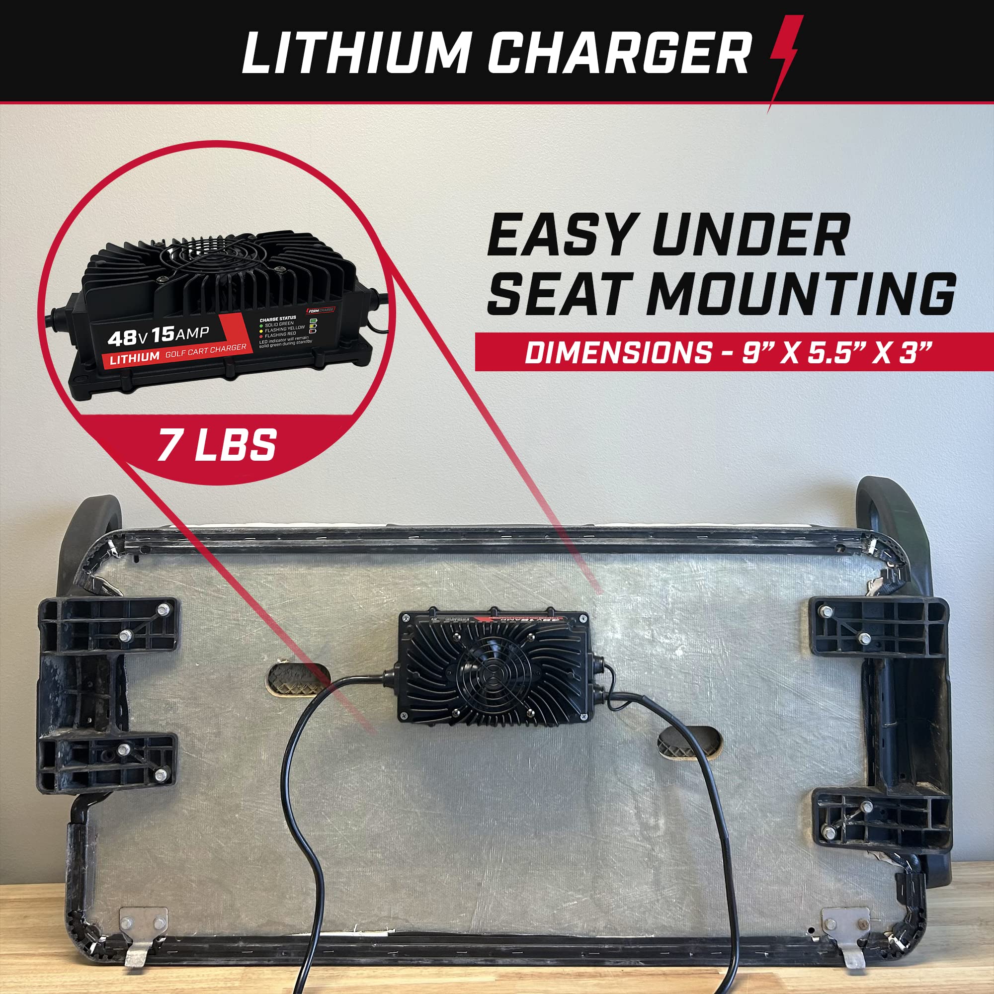 48V 15A Smart Lithium Golf Cart Charger - Waterproof & Onboard Design - 58.4V Output for LiFePO4/Lithium Batteries - Perfect for Golf Carts, Electric Vehicles & Marine Applications